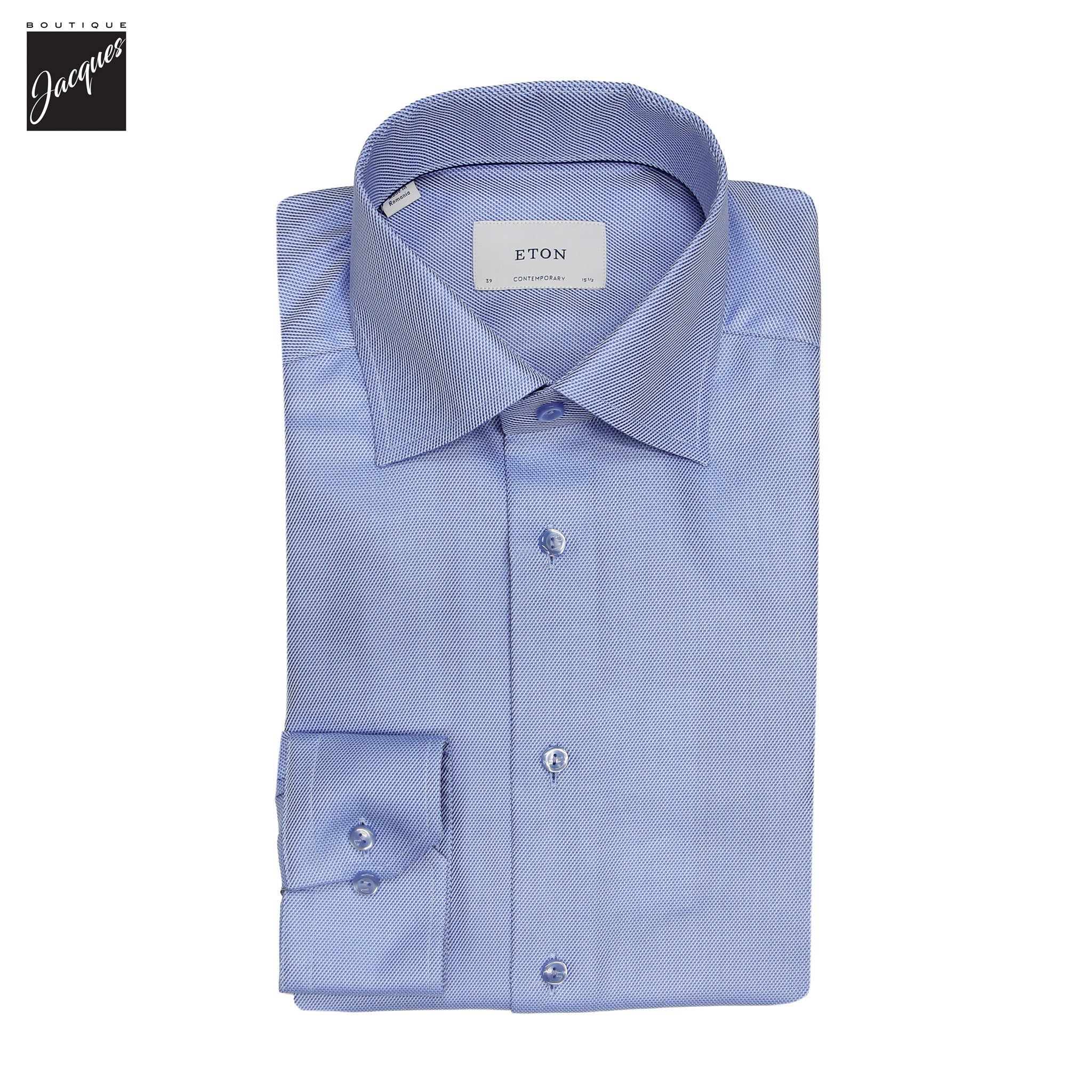 Blue Semi Solid Signature Twill Contemporary Fit Dress Shirt - ETON