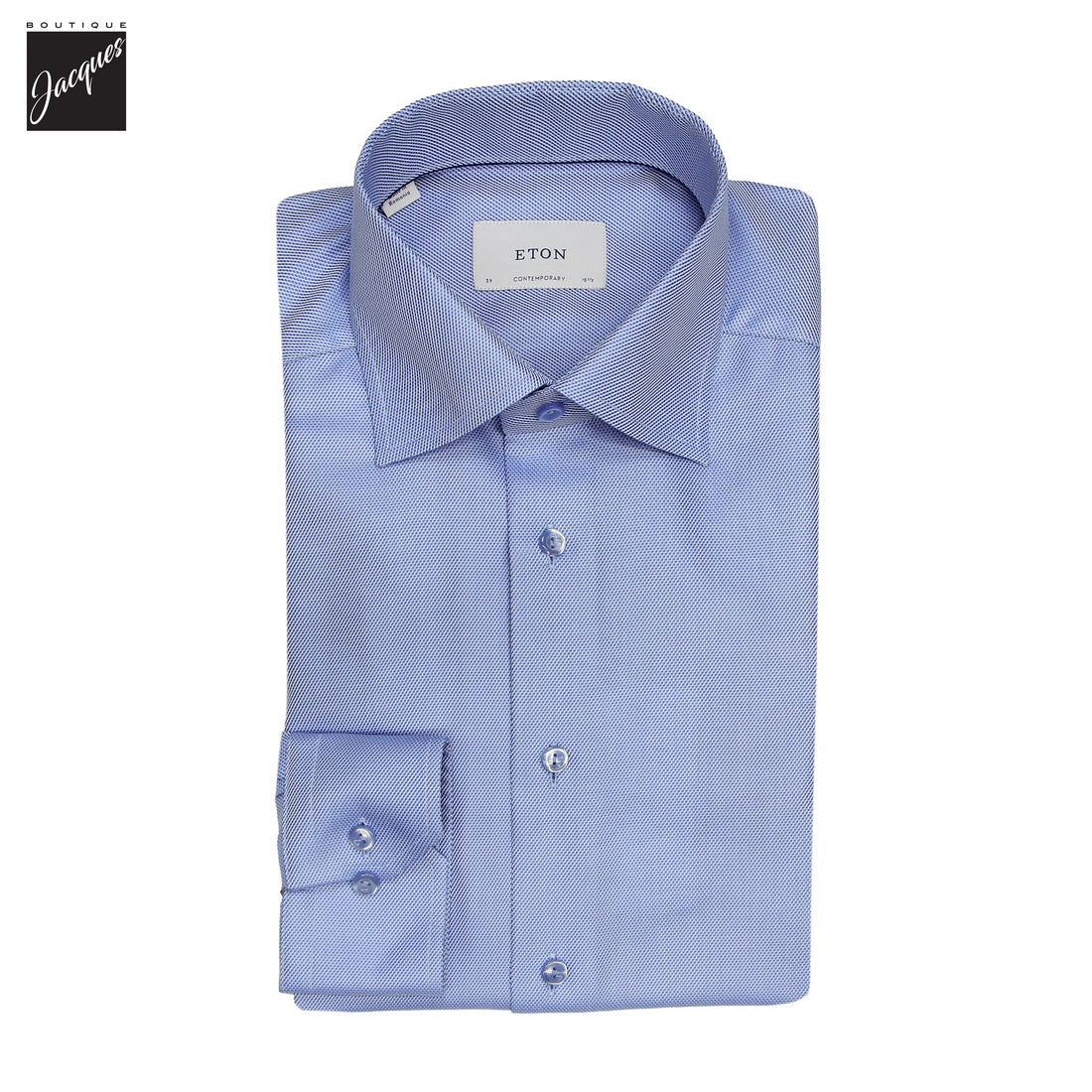Blue Semi Solid Signature Twill Contemporary Fit Dress Shirt - ETON