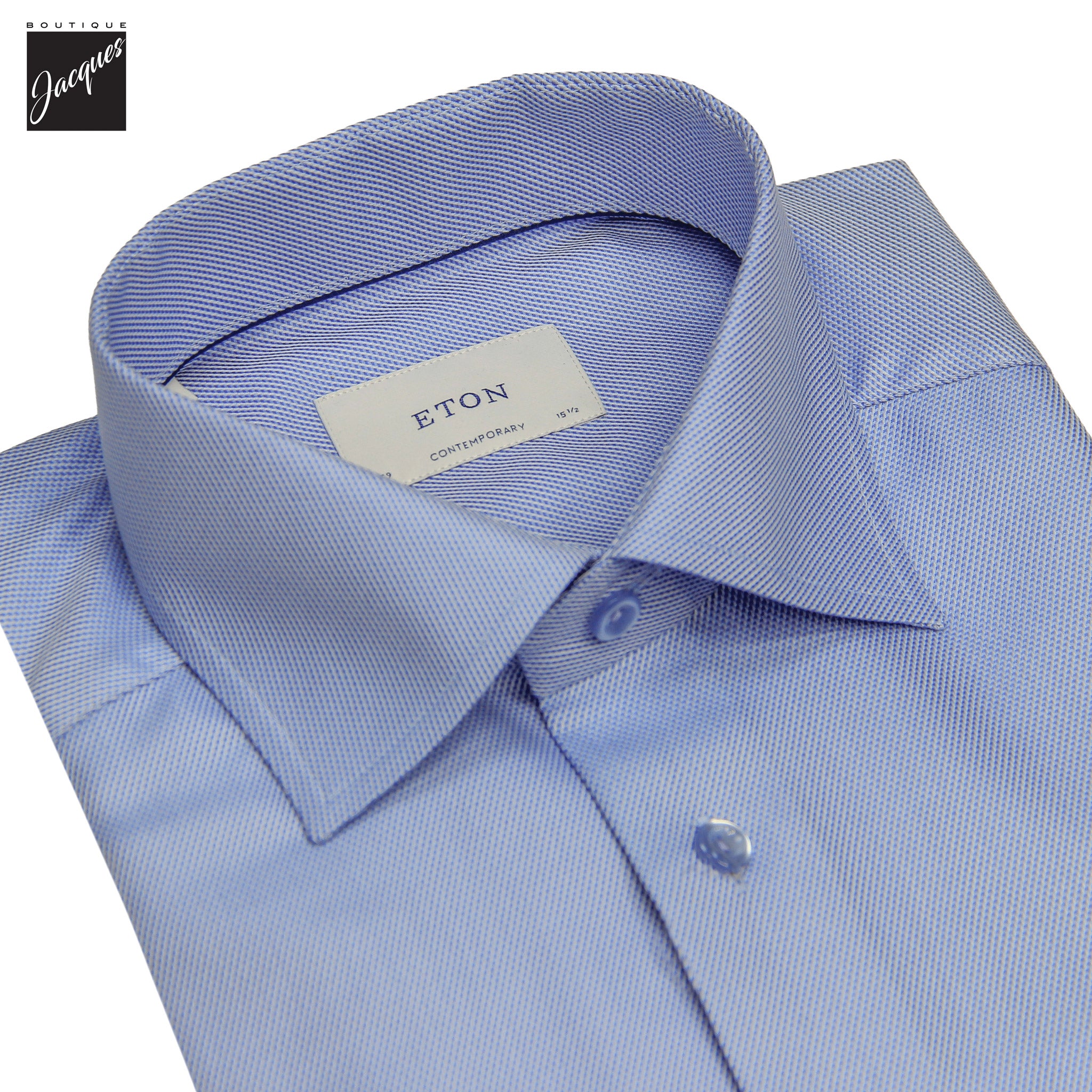 Blue Semi Solid Signature Twill Contemporary Fit Dress Shirt - ETON