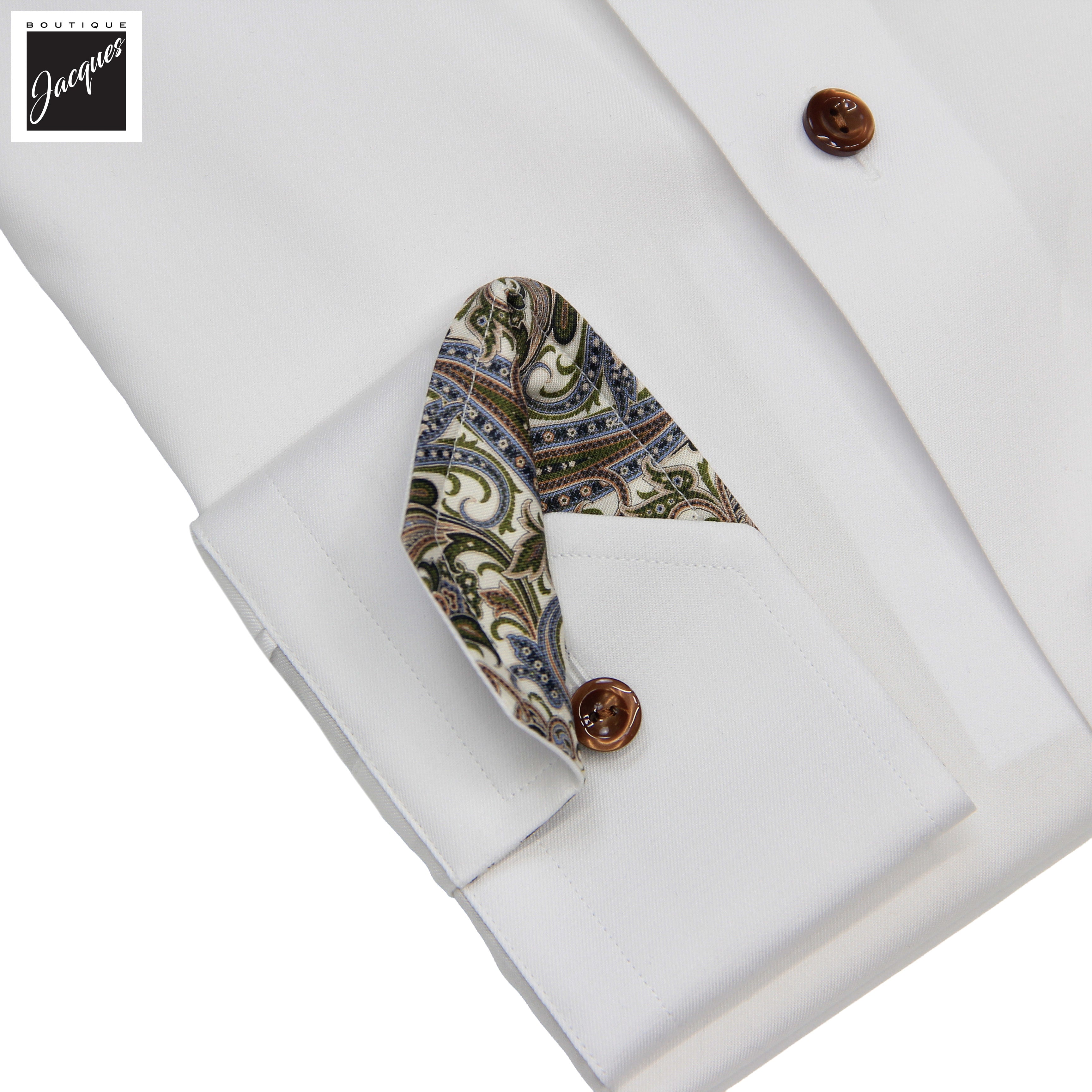 White Paisley Effect Contrast Signature Twill Contemporary Fit Shirt - ETON