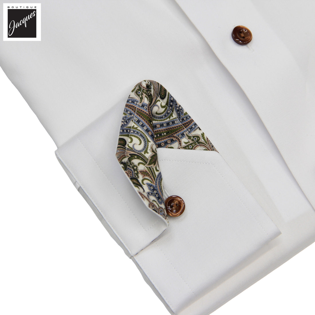 White Paisley Effect Contrast Signature Twill Contemporary Fit Shirt - ETON