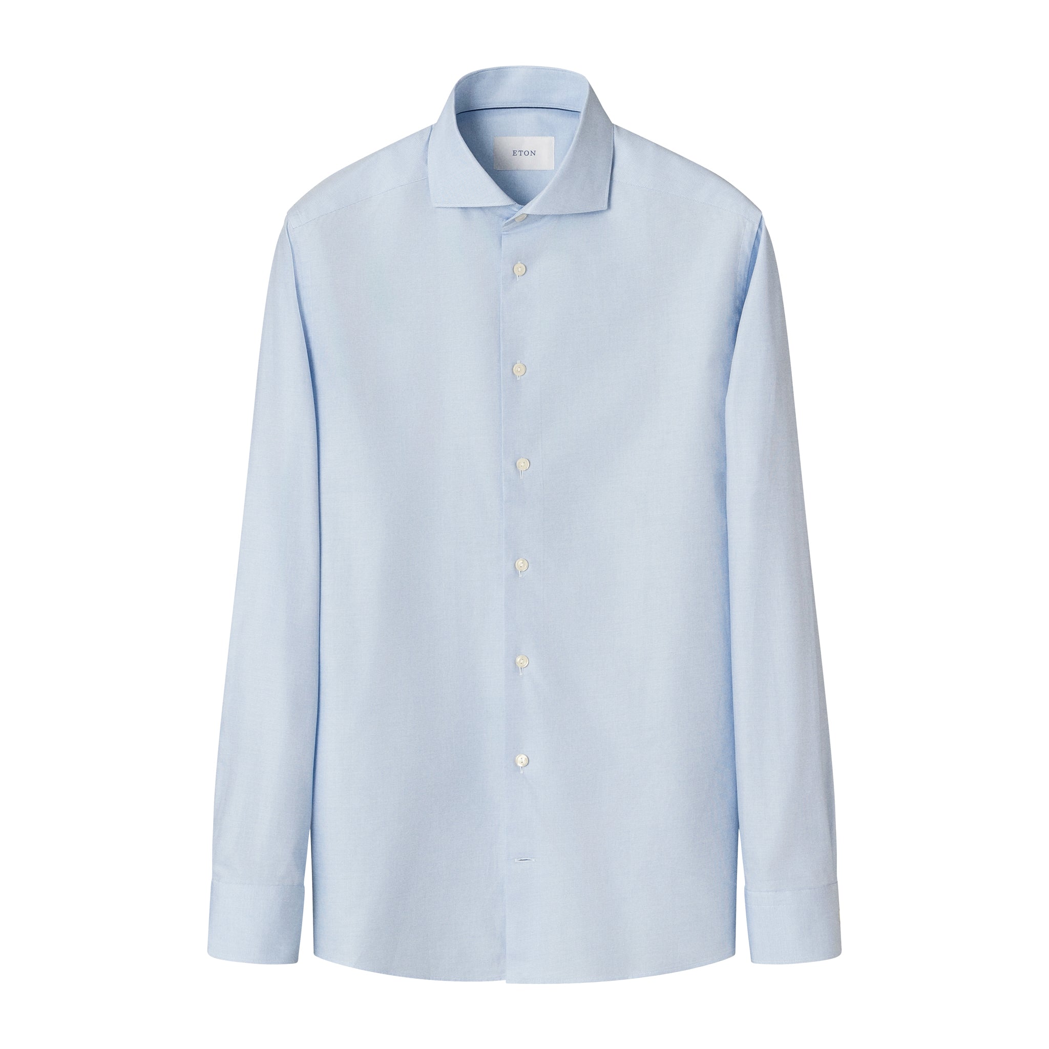 Chemise habillée coupe ajustée en twill Signature semi-uni bleu clair - ETON