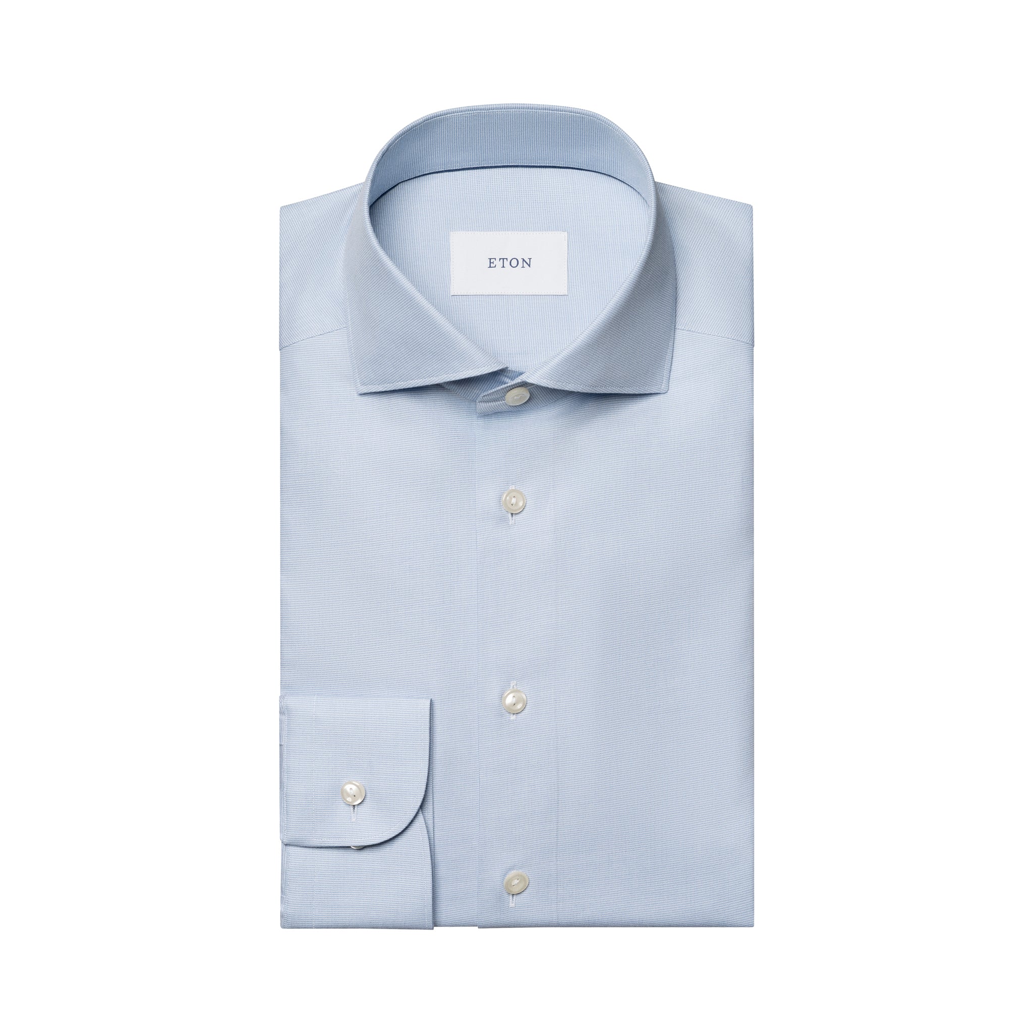 Chemise habillée coupe ajustée en twill Signature semi-uni bleu clair - ETON