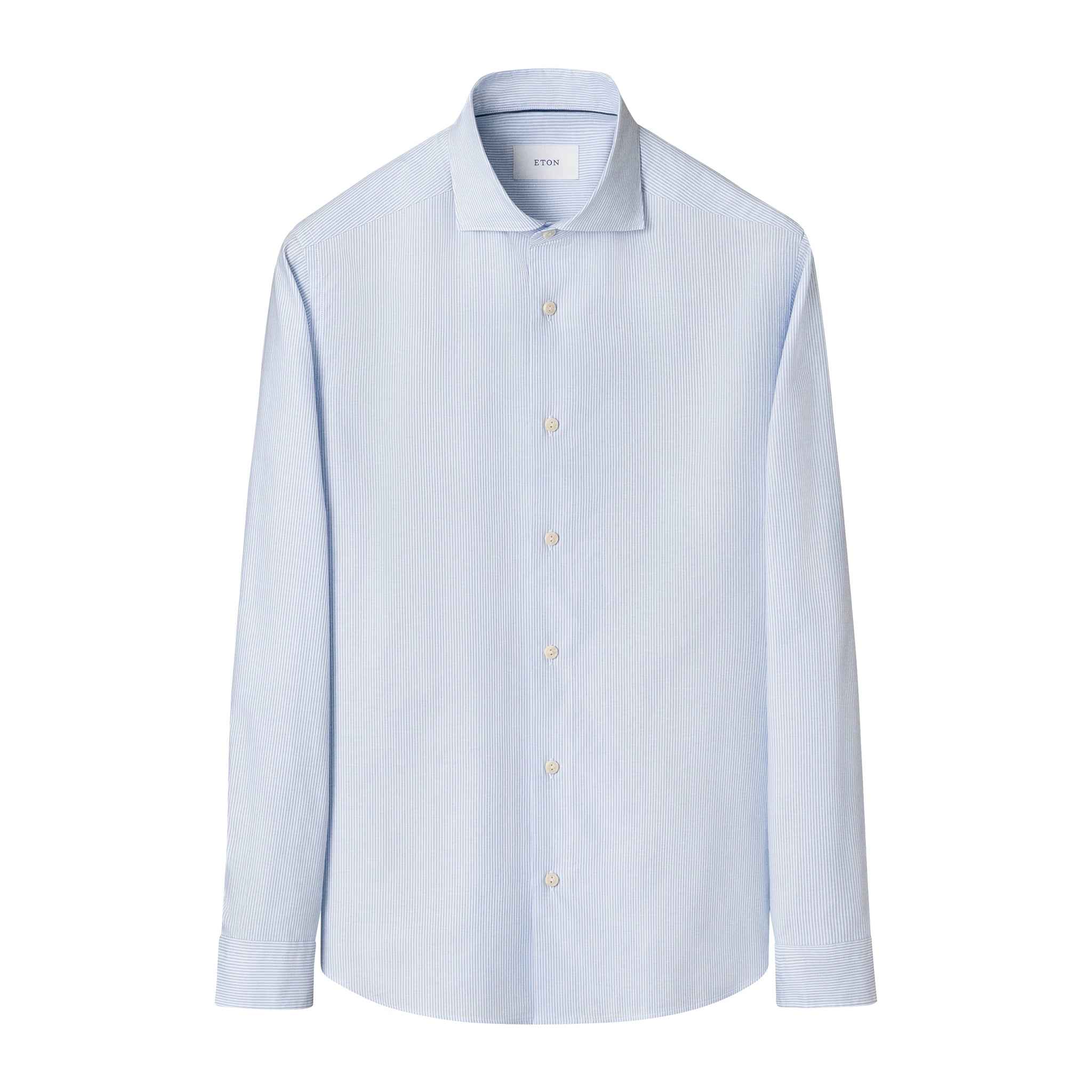 Light Blue Striped Cotton Oxford Casual Fit Shirt - ETON