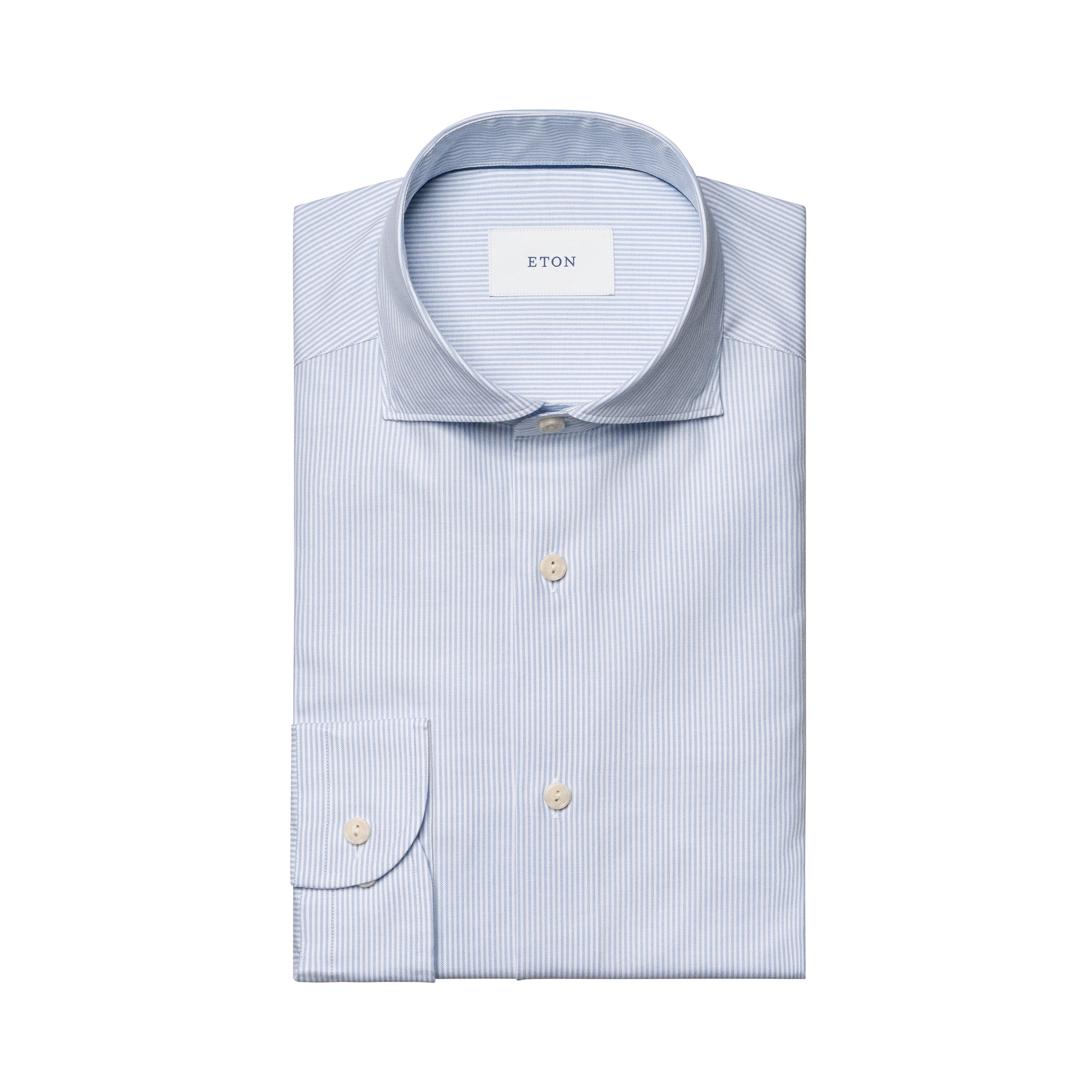 Light Blue Striped Cotton Oxford Casual Fit Shirt - ETON