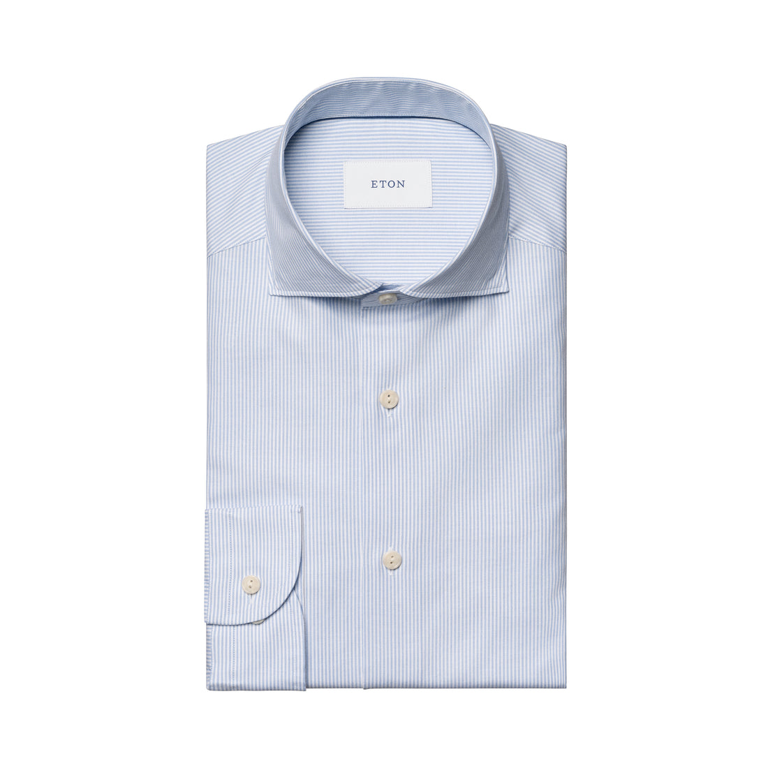 Light Blue Striped Cotton Oxford Casual Fit Shirt - ETON