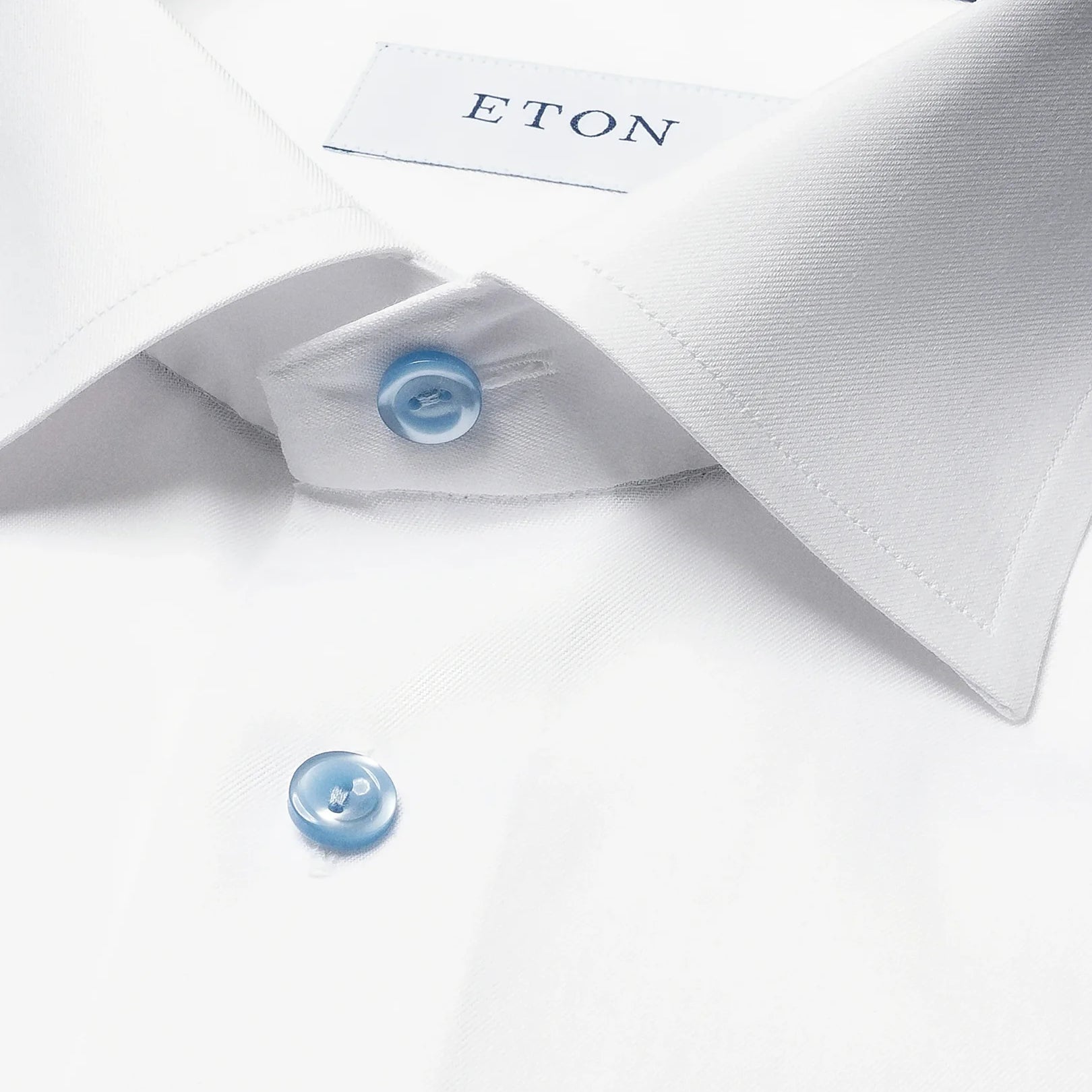White Solid Geometric Effect Signature Twill Contemporary Fit Dress Shirt - ETON