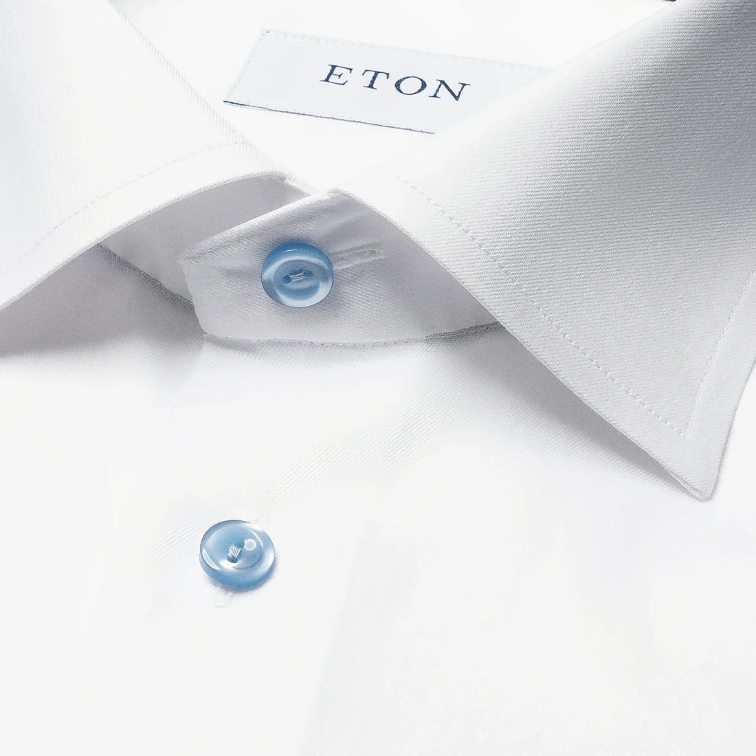 White Solid Geometric Effect Signature Twill Contemporary Fit Dress Shirt - ETON