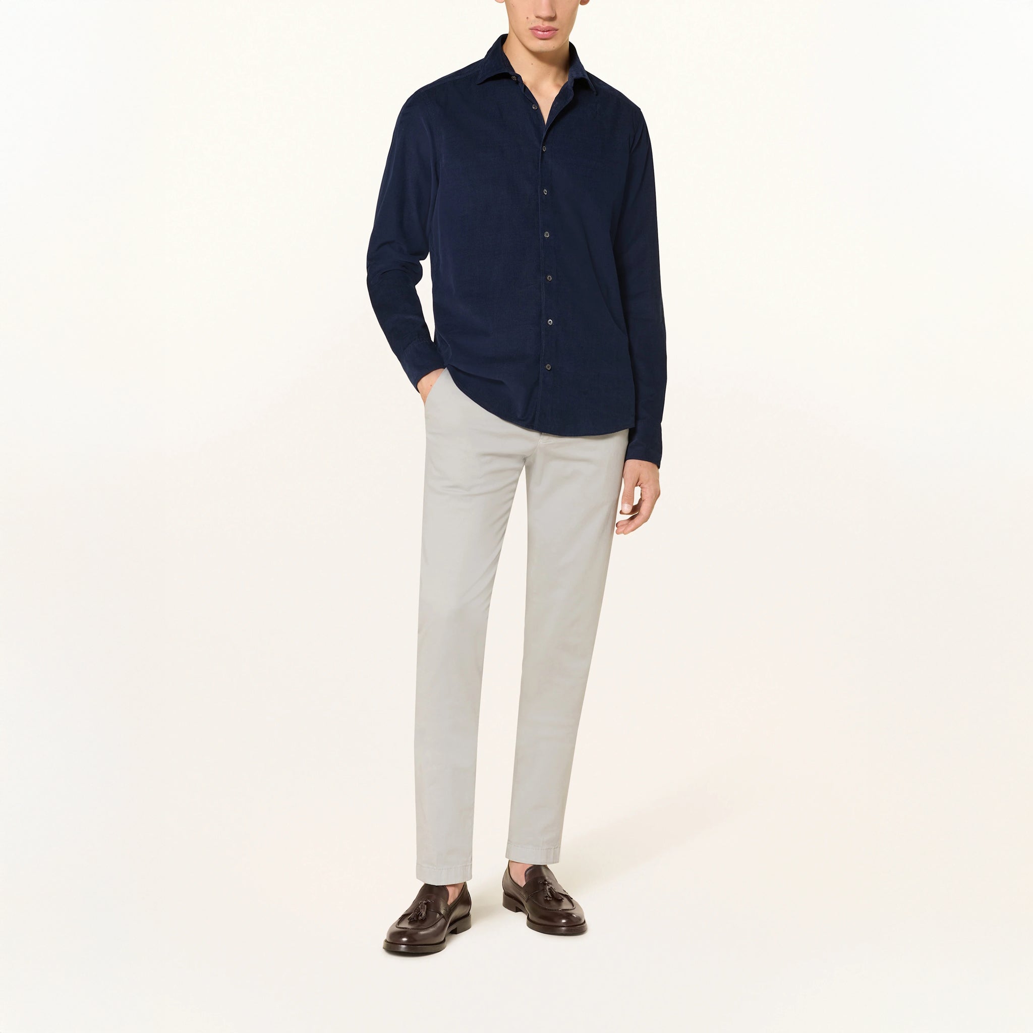 Navy Corduroy Regular Fit Casual Shirt - Stenströms