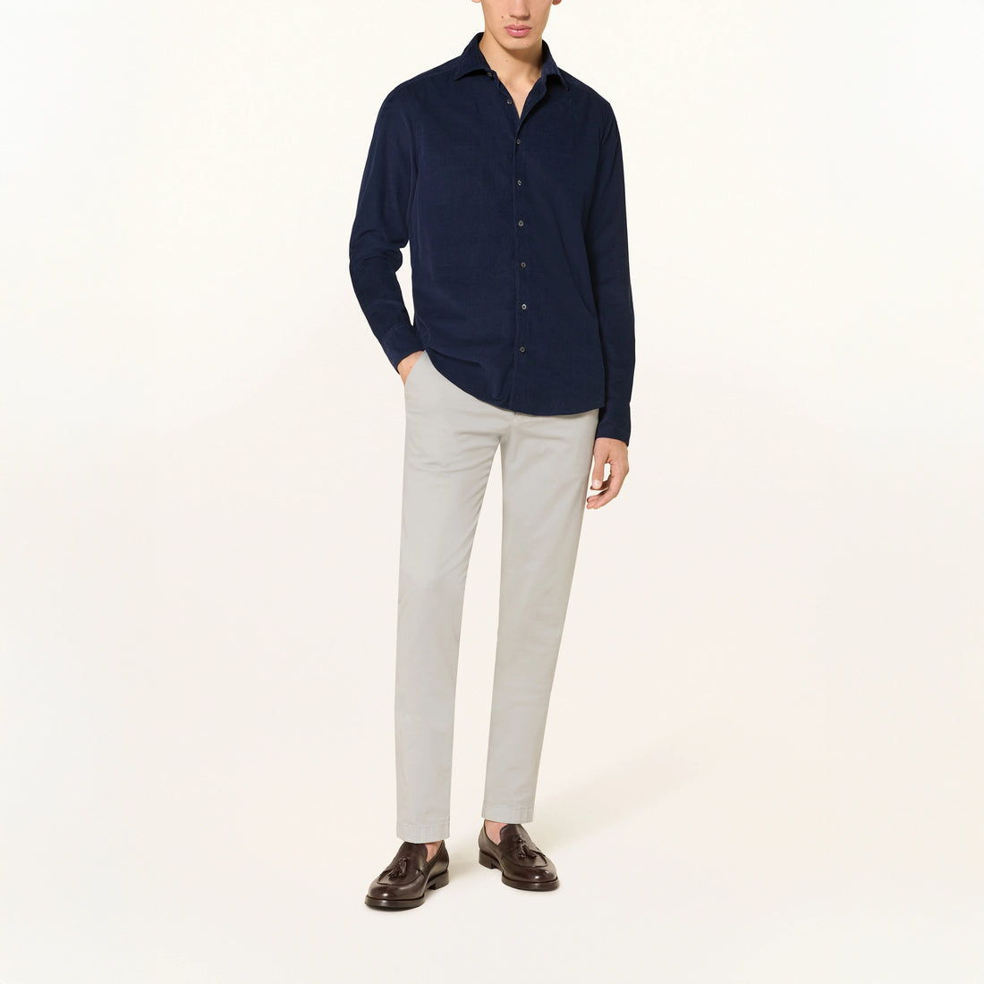 Navy Corduroy Regular Fit Casual Shirt - Stenströms