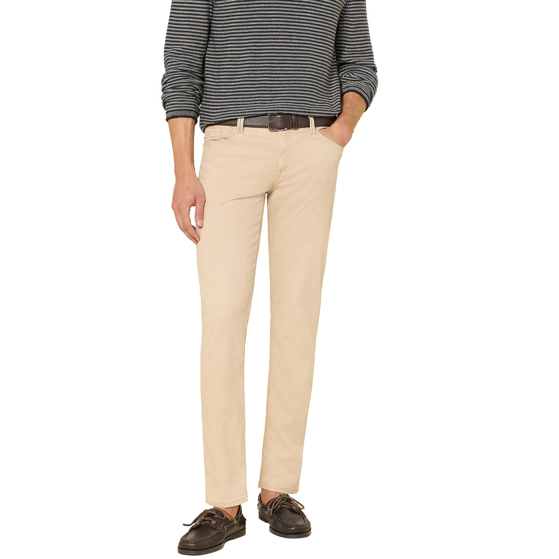 Beige Premium Regular Fit Soft Ultralight Five Pocket Pants - ALBERTO - Boutique Jacques International