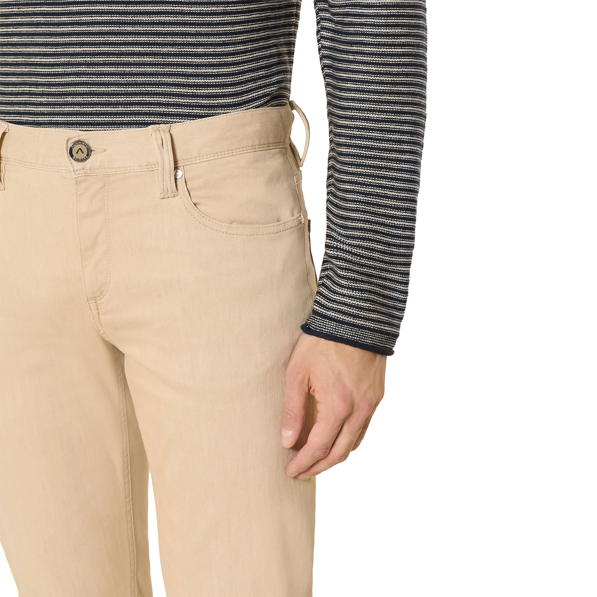 Beige Premium Regular Fit Soft Ultralight Five Pocket Pants - ALBERTO - Boutique Jacques International