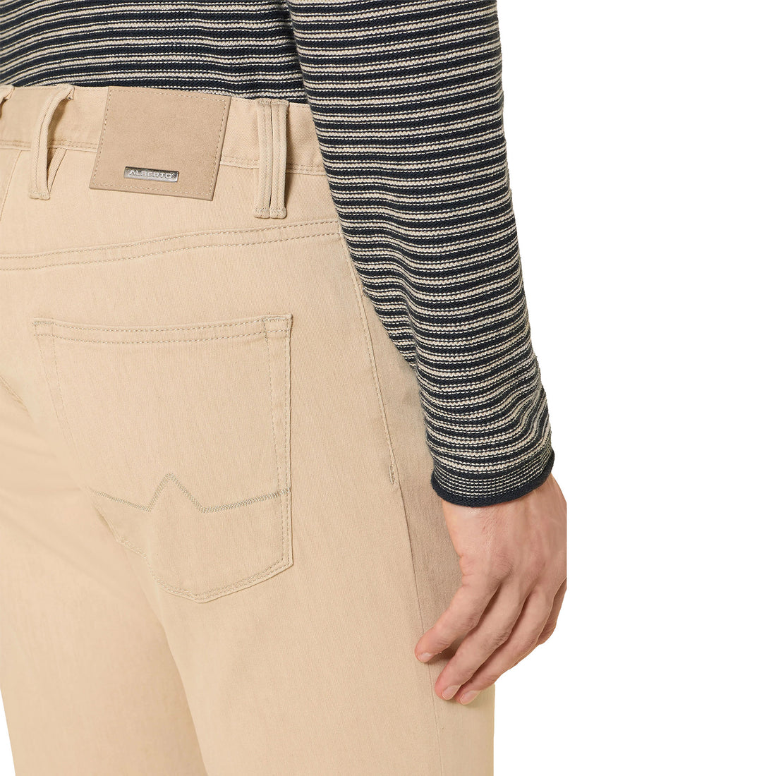 Beige Premium Regular Fit Soft Ultralight Five Pocket Pants - ALBERTO - Boutique Jacques International