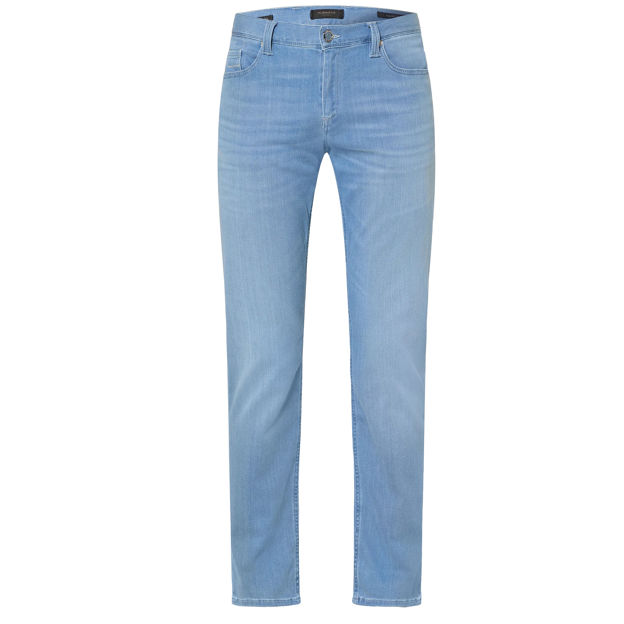 Light Blue Premium Pipe Regular Fit Soft Ultralight Denim - ALBERTO - Boutique Jacques International