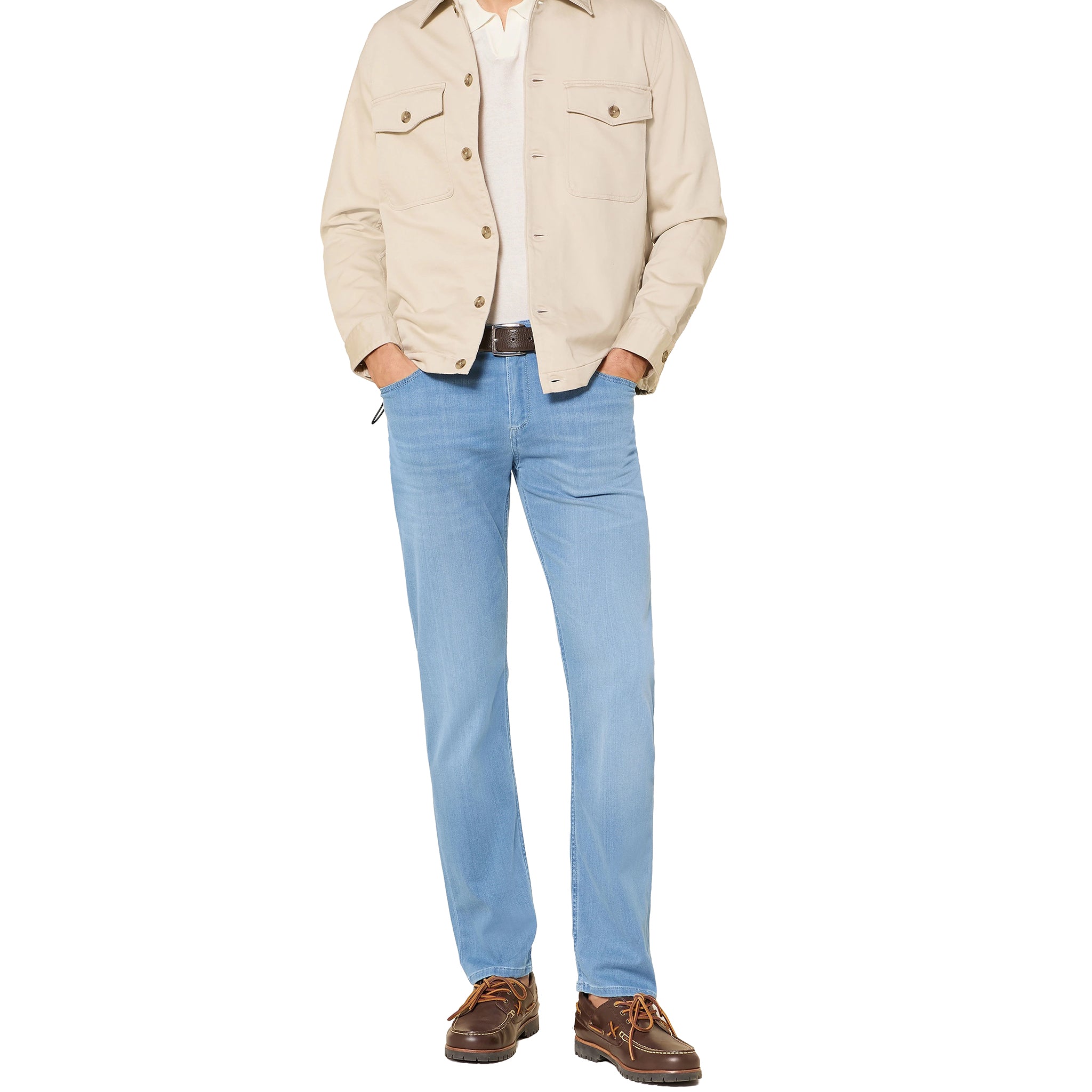 Light Blue Premium Pipe Regular Fit Soft Ultralight Denim - ALBERTO - Boutique Jacques International