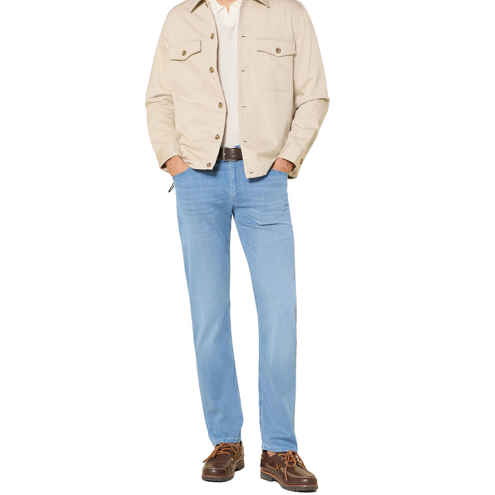 Light Blue Premium Pipe Regular Fit Soft Ultralight Denim - ALBERTO - Boutique Jacques International