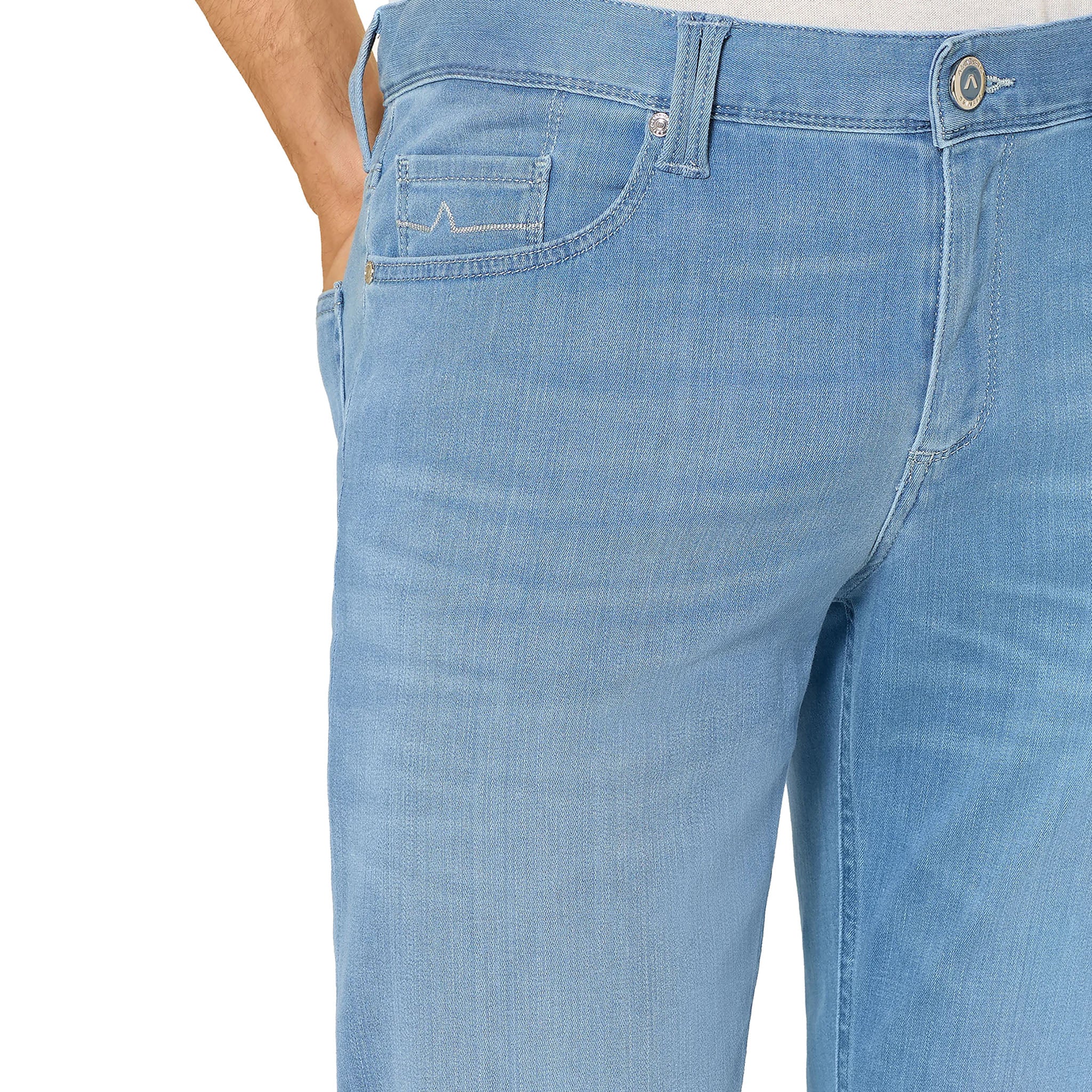Light Blue Premium Pipe Regular Fit Soft Ultralight Denim - ALBERTO - Boutique Jacques International