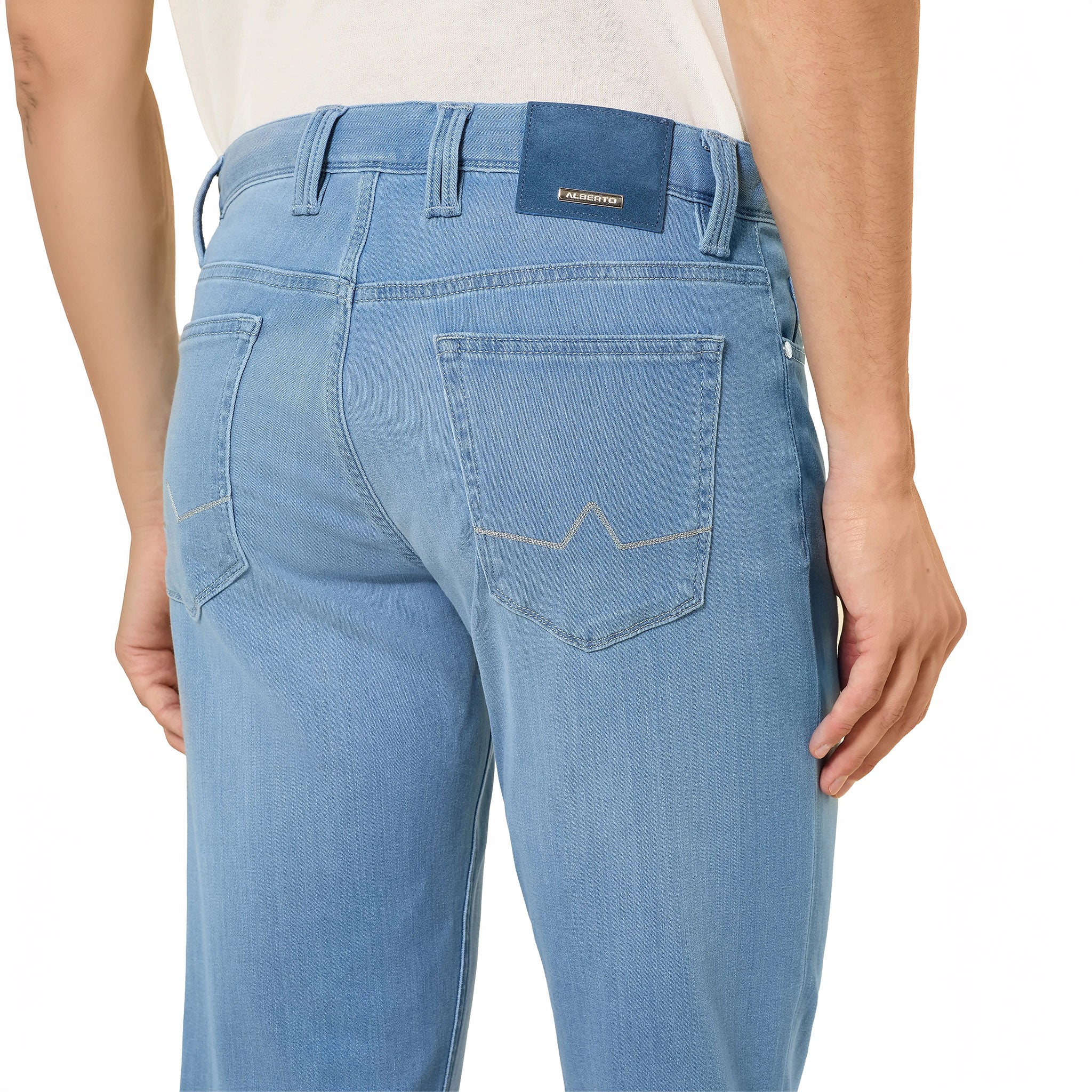 Light Blue Premium Pipe Regular Fit Soft Ultralight Denim - ALBERTO - Boutique Jacques International