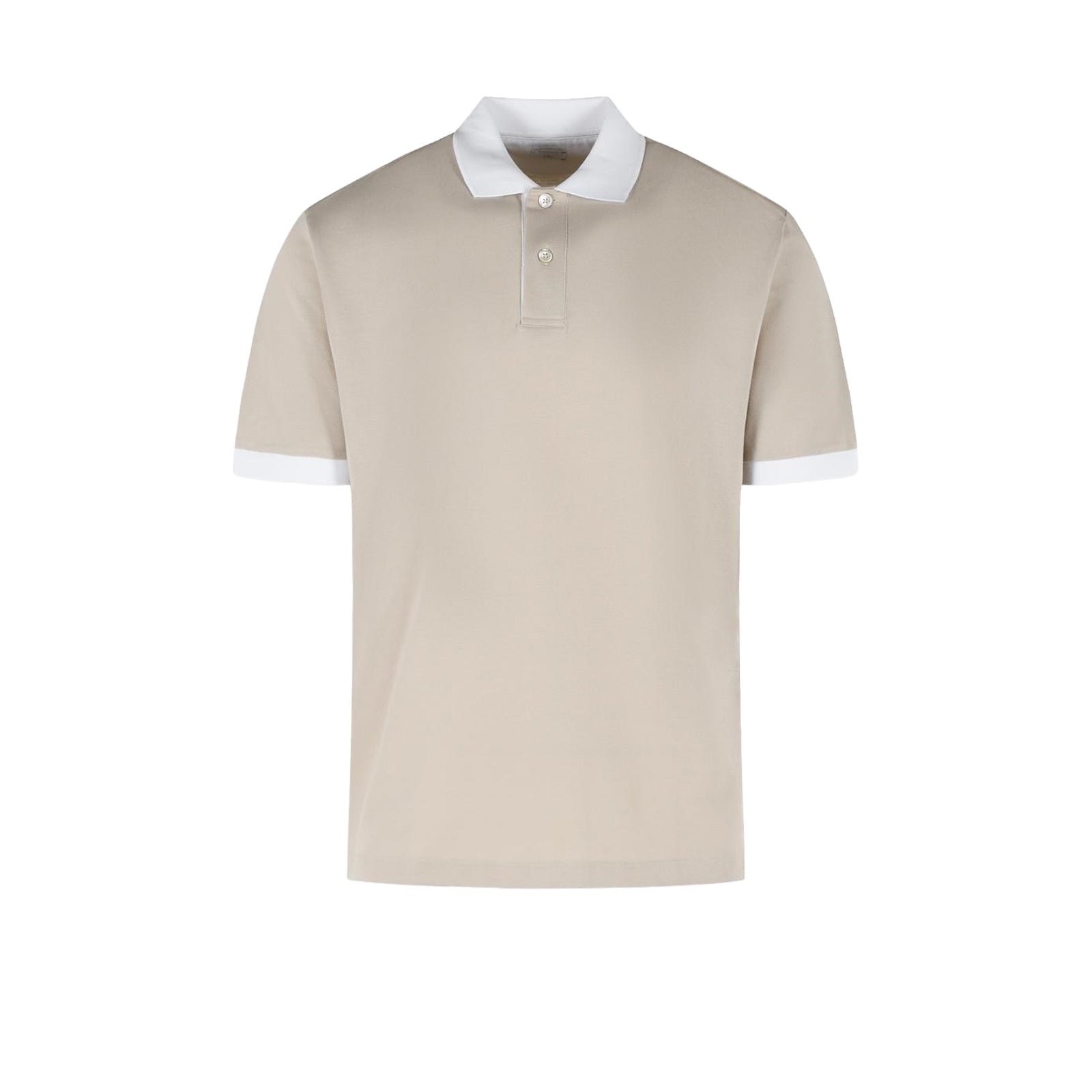 Sand Pique Cotton Polo Shirt with White Trims - ELEVENTY PLATINUM - Boutique Jacques International