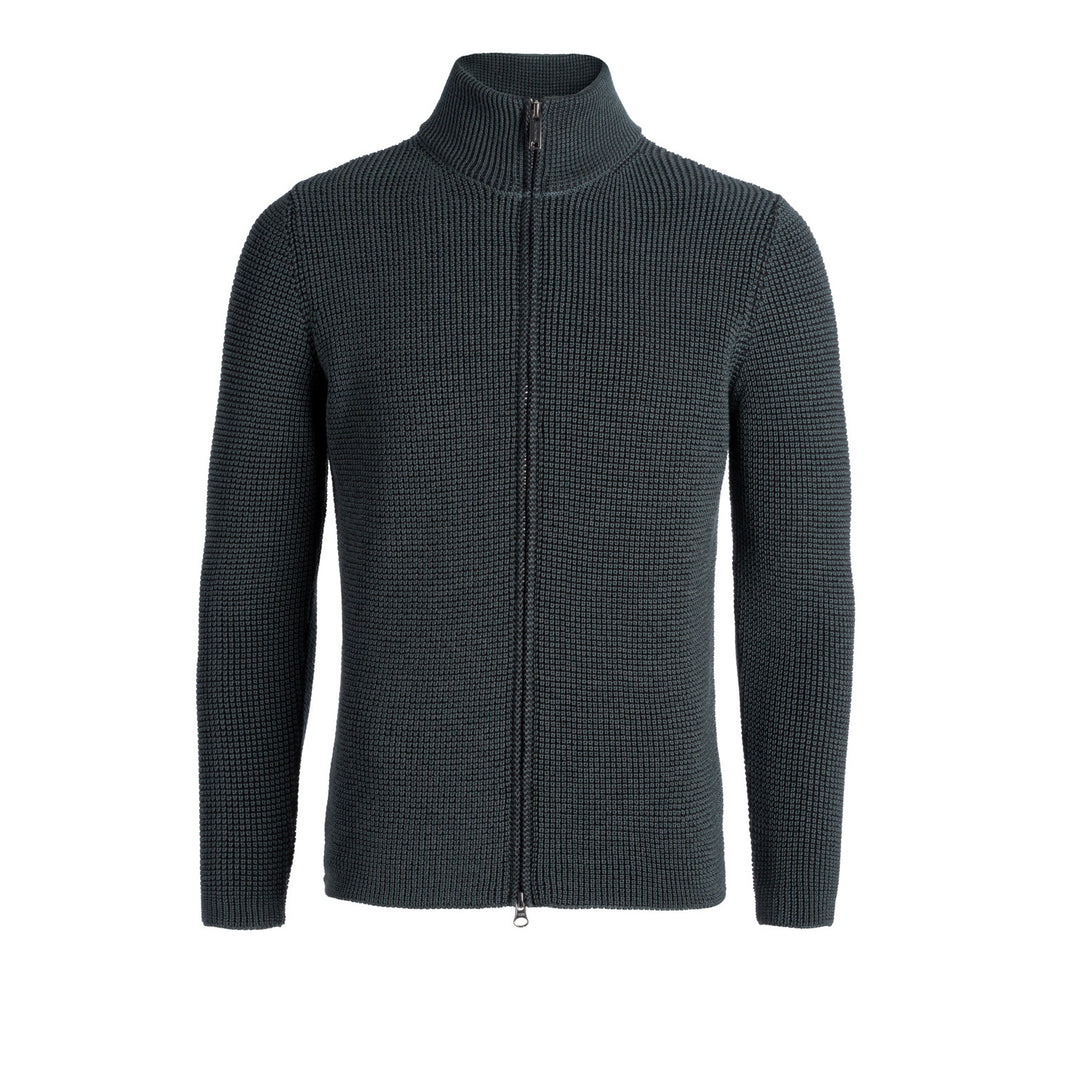 Forest Green Merino Wool Full-Zip Sweater - Phil Petter - Boutique Jacques International