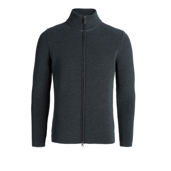 Forest Green Merino Wool Full-Zip Sweater - Phil Petter - Boutique Jacques International