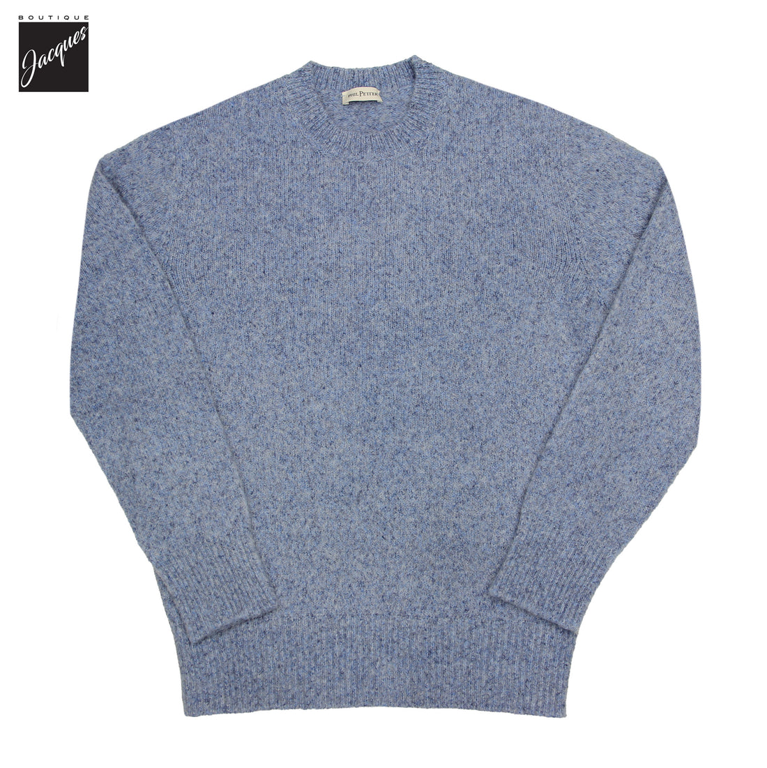 Baby Blue Mélange Cotton/Alpaca/Wool Crew Neck Sweater - Phil Petter