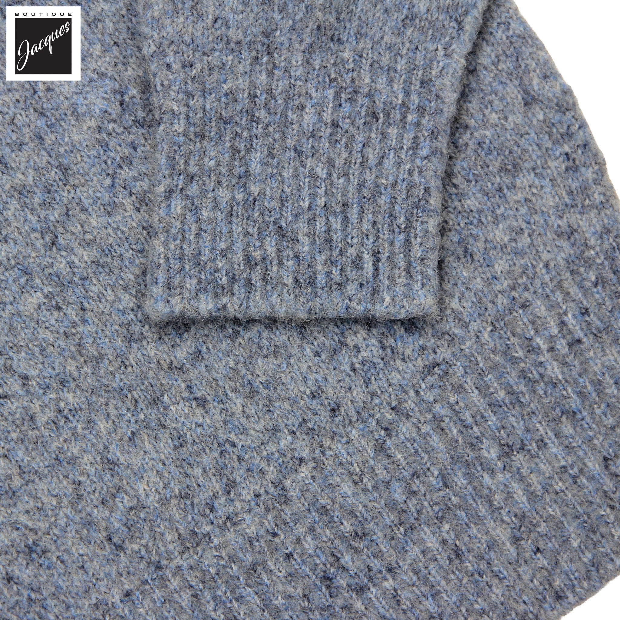 Baby Blue Mélange Cotton/Alpaca/Wool Crew Neck Sweater - Phil Petter