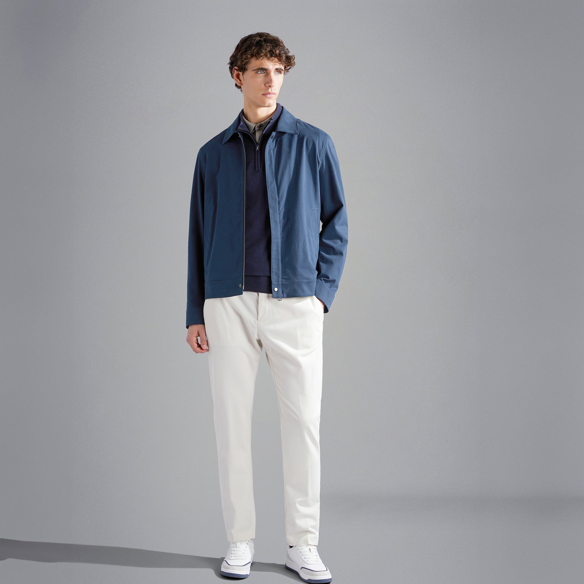 Navy Garment Dyed Wool Half-Zip Sweater - Paul Shark – Boutique