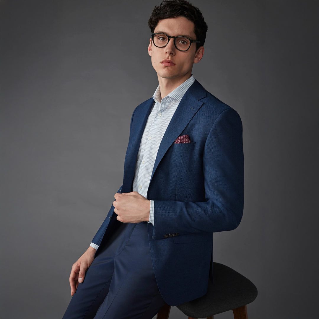 Medium Blue Pin Coast Classic Fit Wool Sport Jacket - Jack Victor