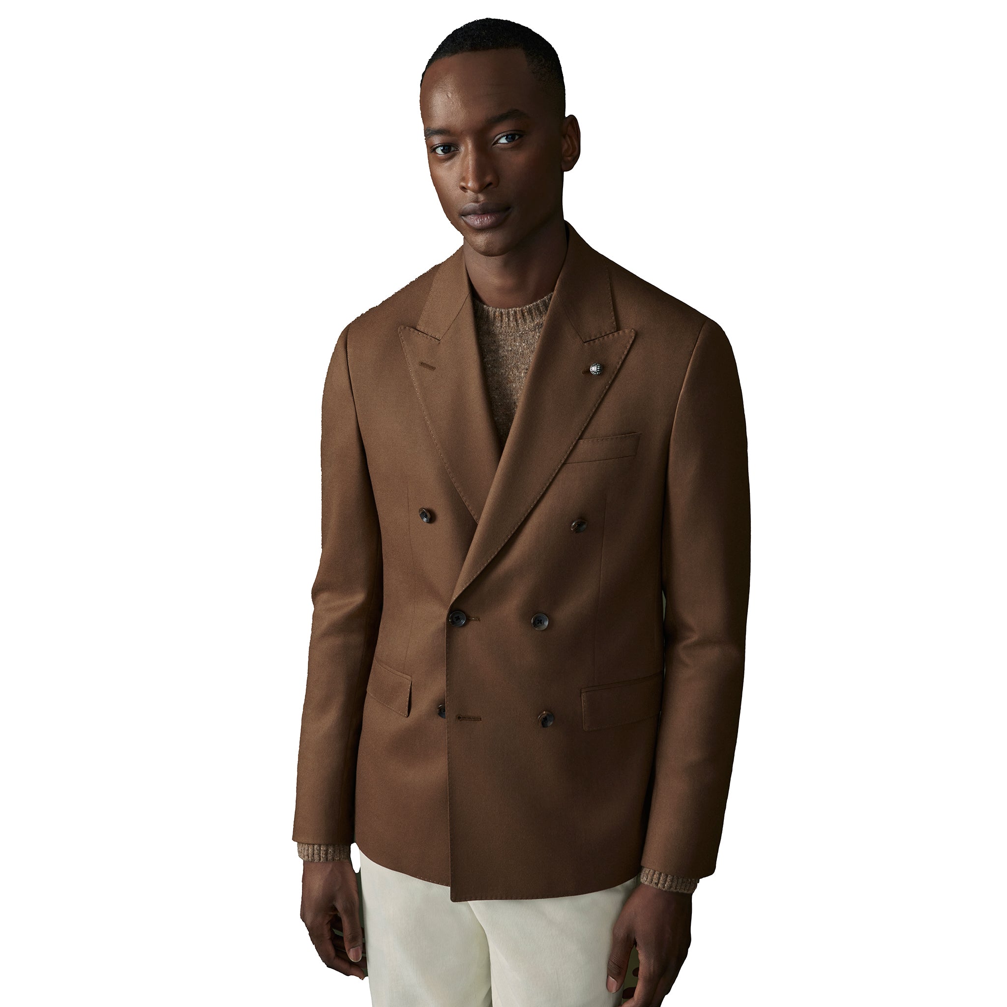 Tobacco Brown Double Breasted Martin Contemporary Fit Sport Jacket - Jack Victor