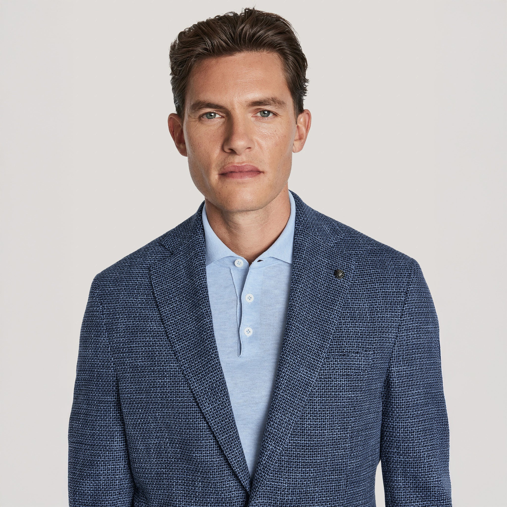 Blue Mélange Wool/Silk/Cotton Morton Contemporary Fit Sport Jacket - Jack Victor - Boutique Jacques International