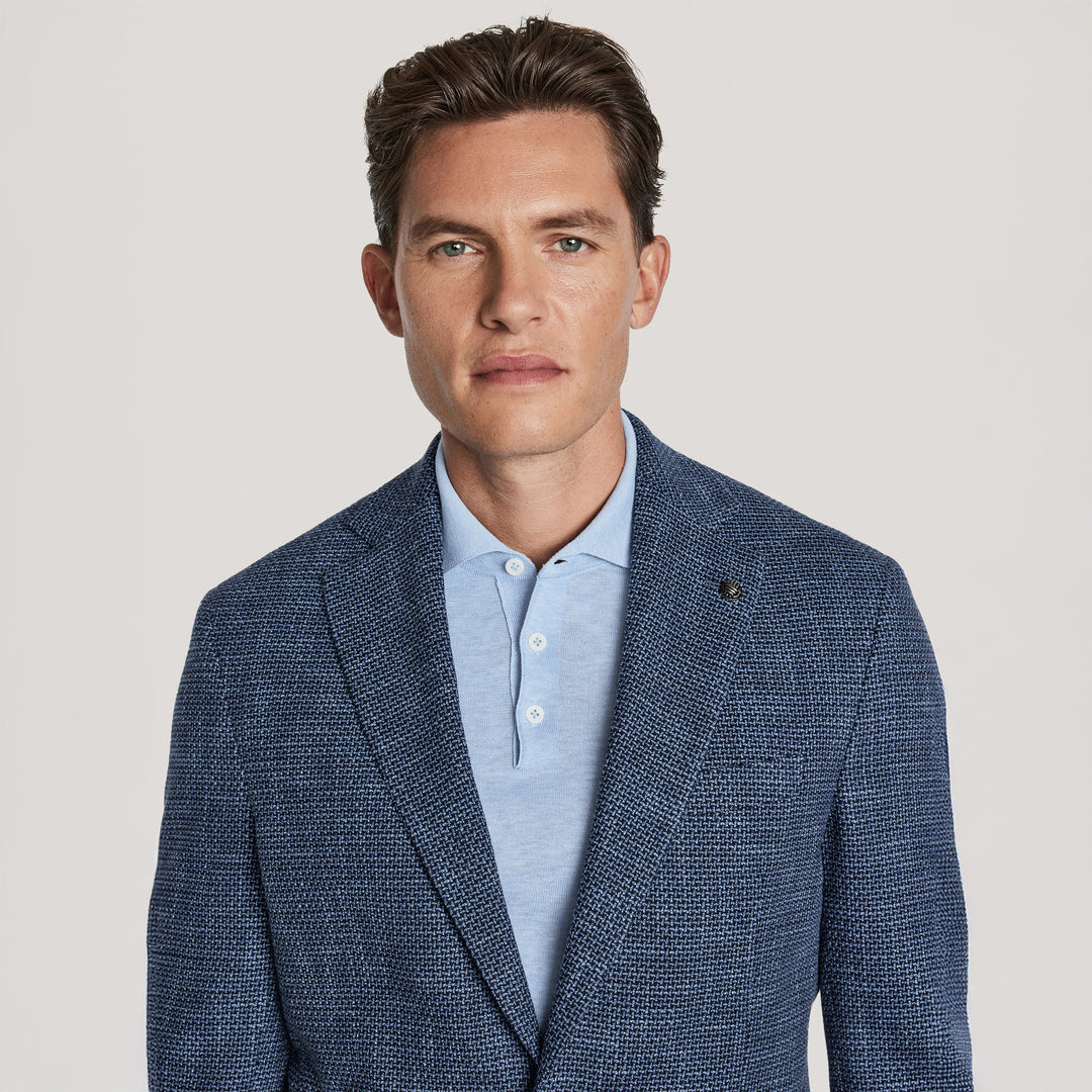 Blue Mélange Wool/Silk/Cotton Morton Contemporary Fit Sport Jacket - Jack Victor