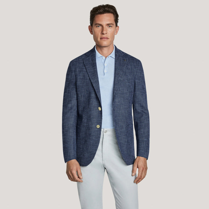 Blue Mélange Wool/Silk/Cotton Morton Contemporary Fit Sport Jacket - Jack Victor