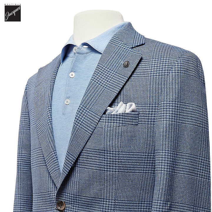 Blue Prince-of-Wales Wool-Stretch Montana Contemporary Fit Sport Jacket - Jack Victor - Boutique Jacques International