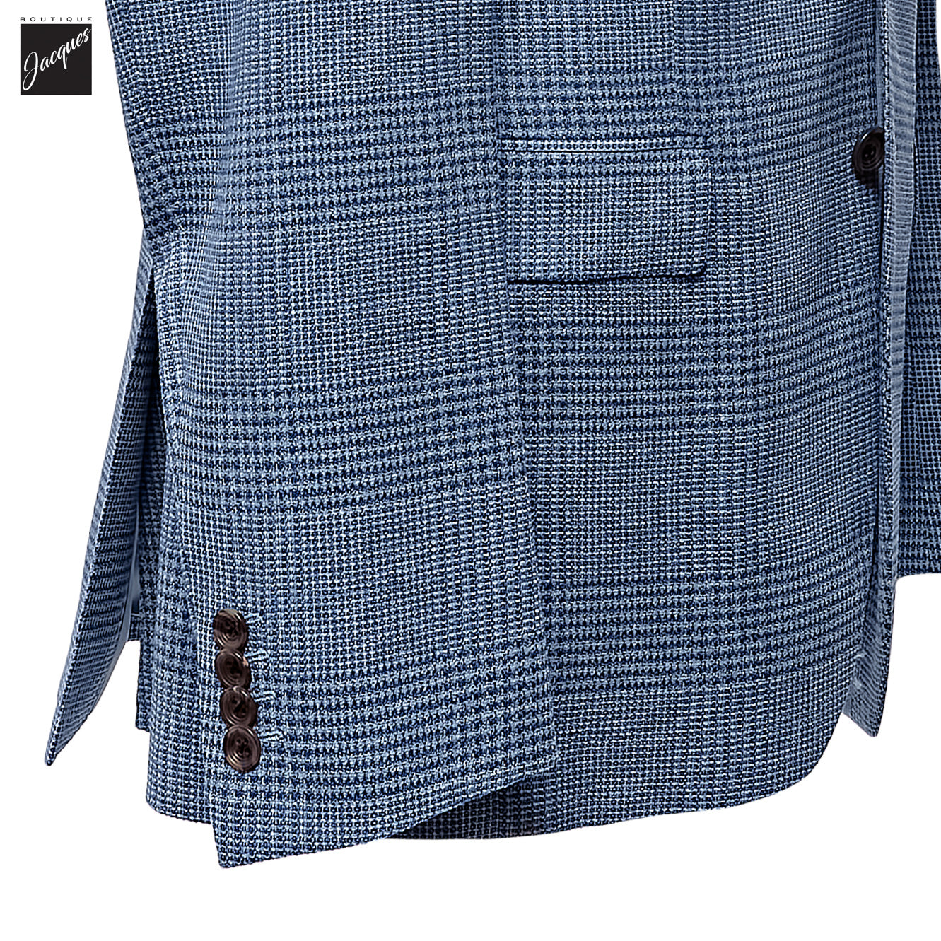 Blue Prince-of-Wales Wool-Stretch Montana Contemporary Fit Sport Jacket - Jack Victor - Boutique Jacques International