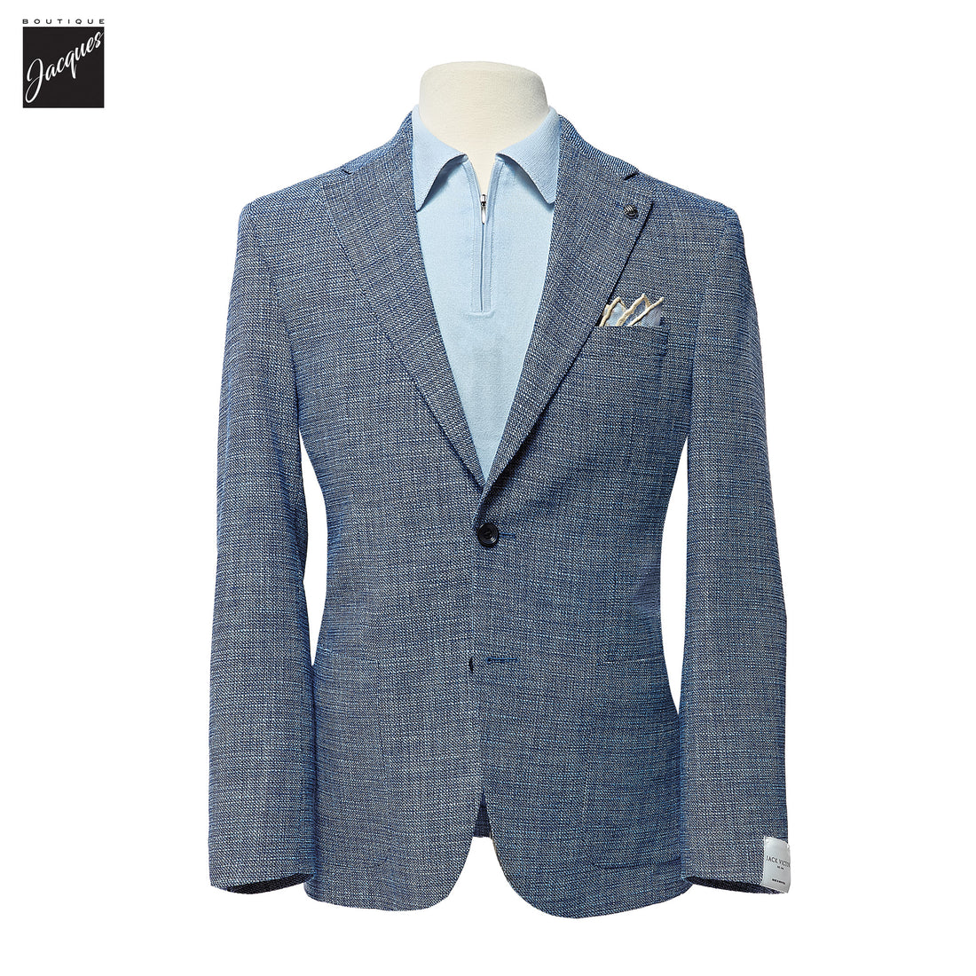 Blue Mélange Wool/Silk/Cotton Morton Contemporary Fit Sport Jacket - Jack Victor - Boutique Jacques International