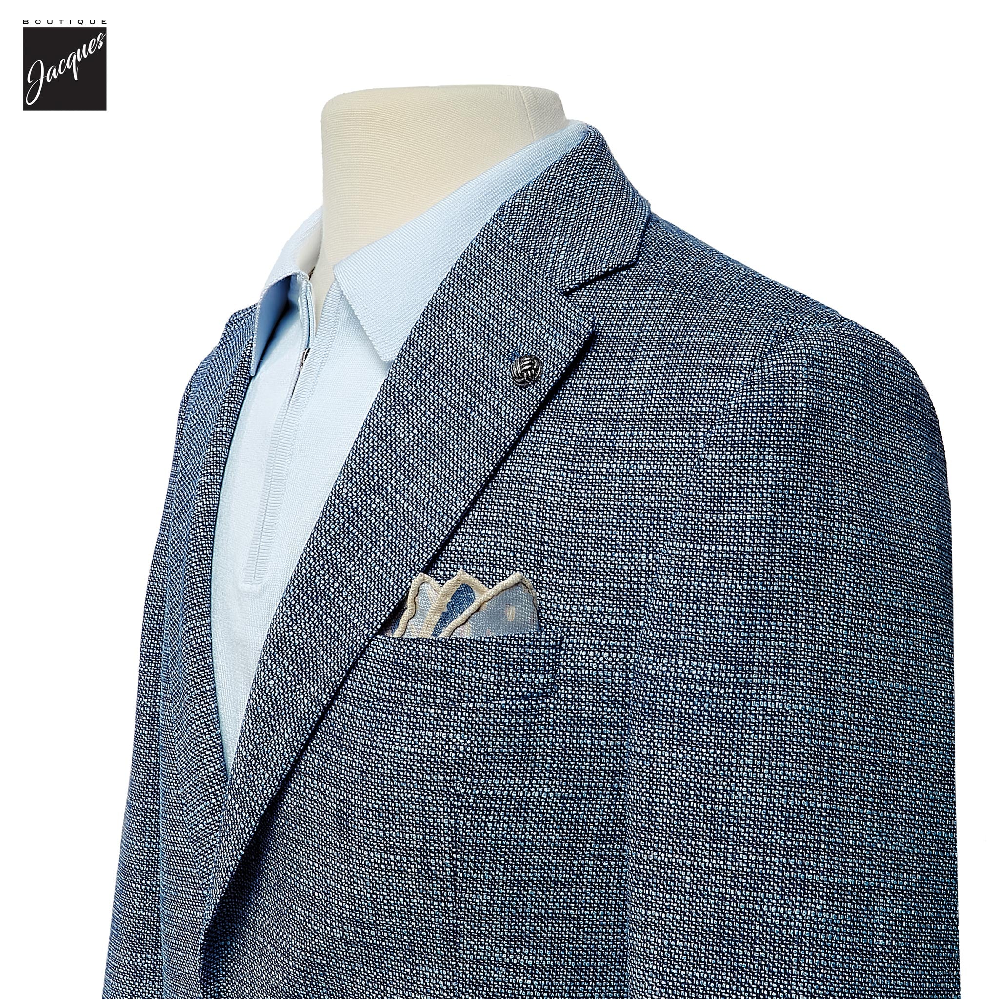 Blue Mélange Wool/Silk/Cotton Morton Contemporary Fit Sport Jacket - Jack Victor - Boutique Jacques International