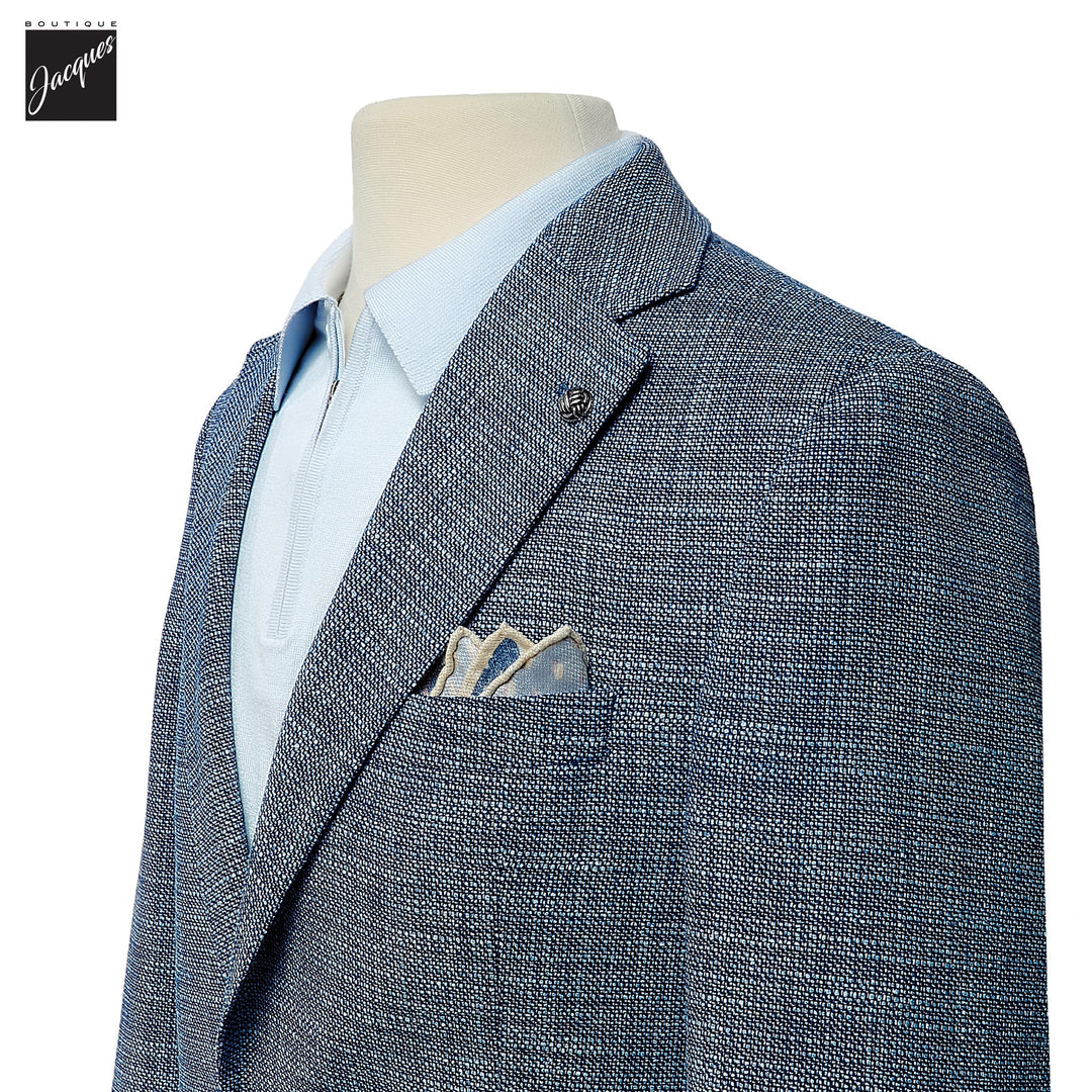 Blue Mélange Wool/Silk/Cotton Morton Contemporary Fit Sport Jacket - Jack Victor - Boutique Jacques International