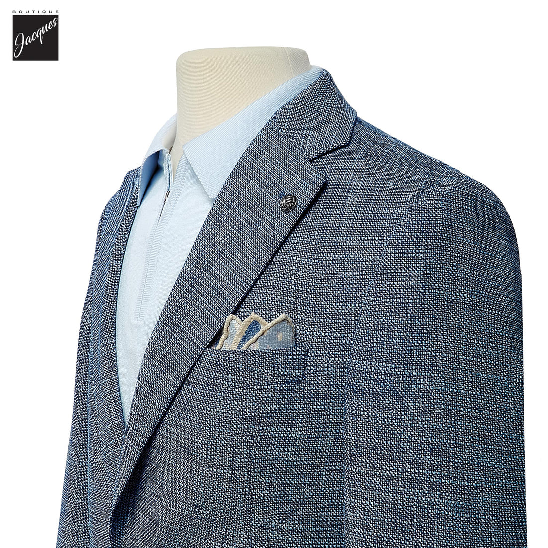 Blue Mélange Wool/Silk/Cotton Morton Contemporary Fit Sport Jacket - Jack Victor - Boutique Jacques International