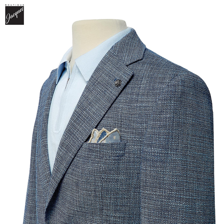Blue Mélange Wool/Silk/Cotton Morton Contemporary Fit Sport Jacket - Jack Victor - Boutique Jacques International