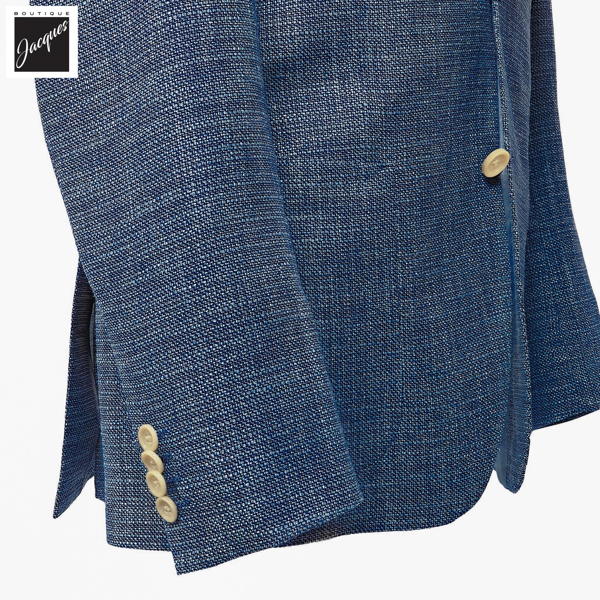 Blue Mélange Wool/Silk/Cotton Morton Contemporary Fit Sport Jacket - Jack Victor - Boutique Jacques International