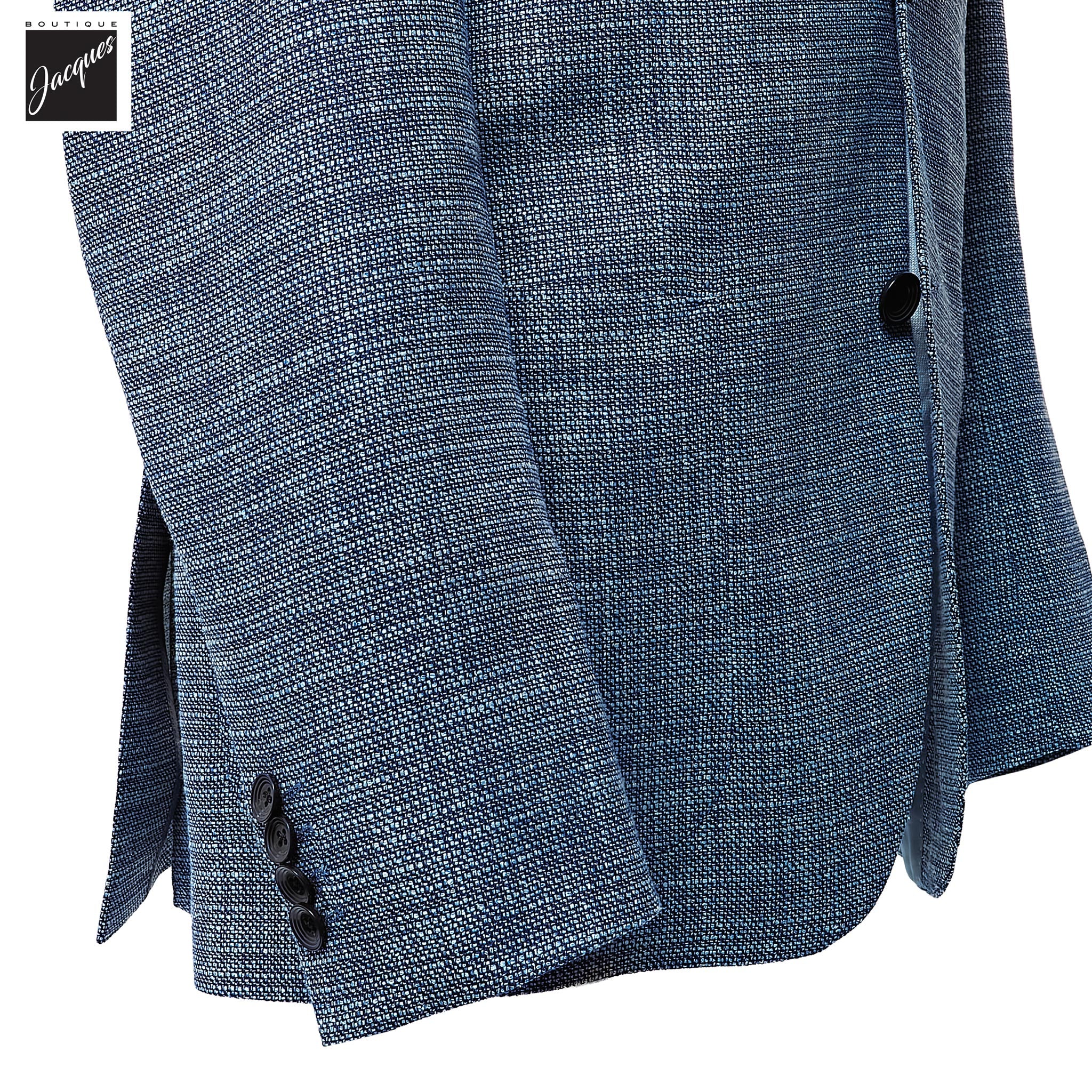Blue Mélange Wool/Silk/Cotton Morton Contemporary Fit Sport Jacket - Jack Victor - Boutique Jacques International