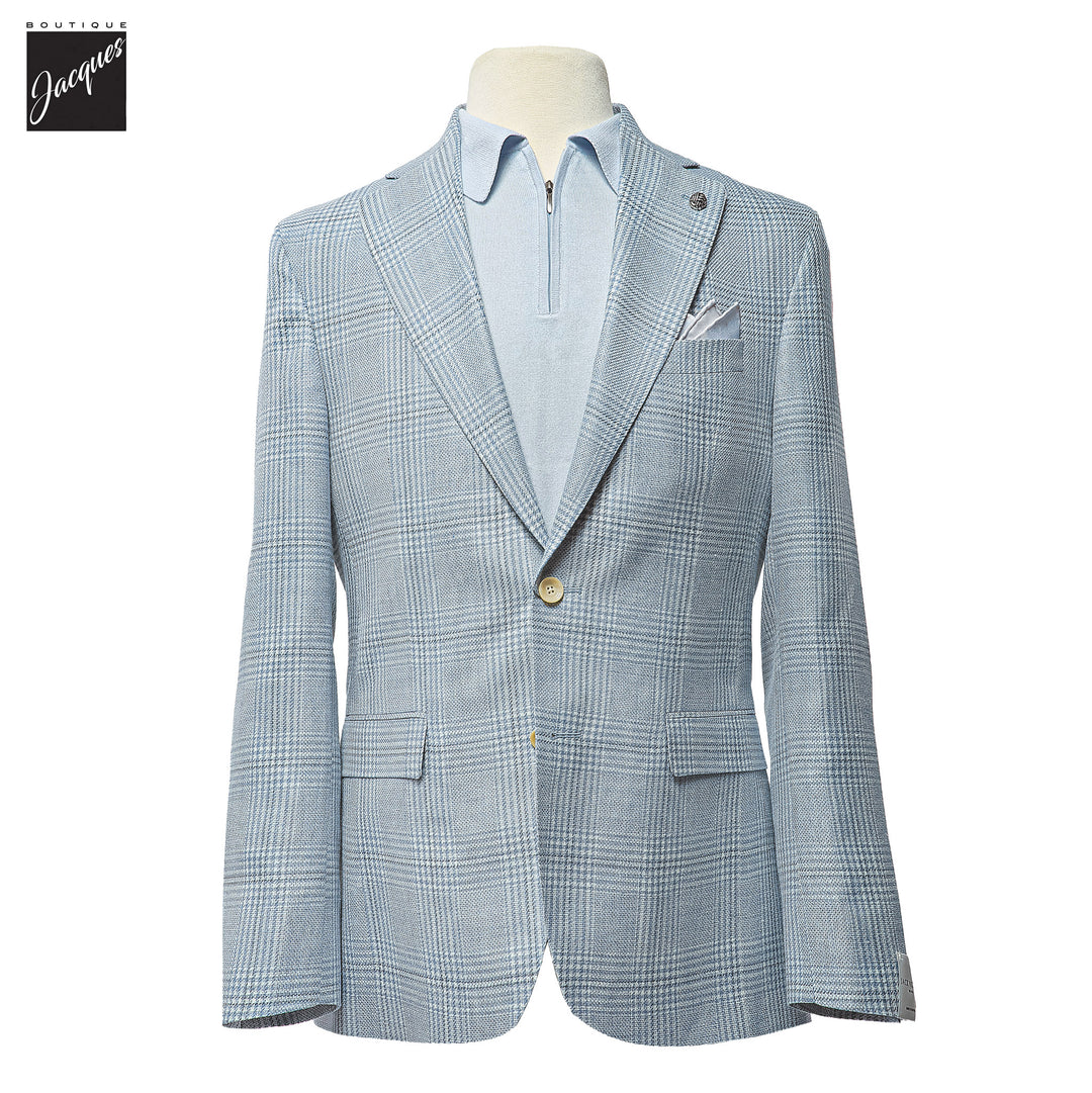 Light Blue Check Loro Piana Summertime Montana Contemporary Sport Jacket - Jack Victor - Boutique Jacques International