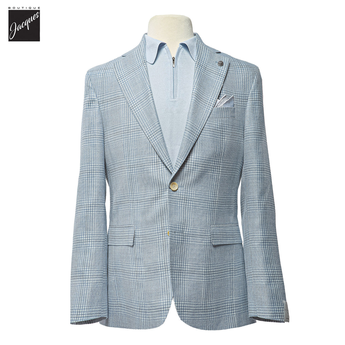 Light Blue Check Loro Piana Summertime Montana Contemporary Sport Jacket - Jack Victor - Boutique Jacques International