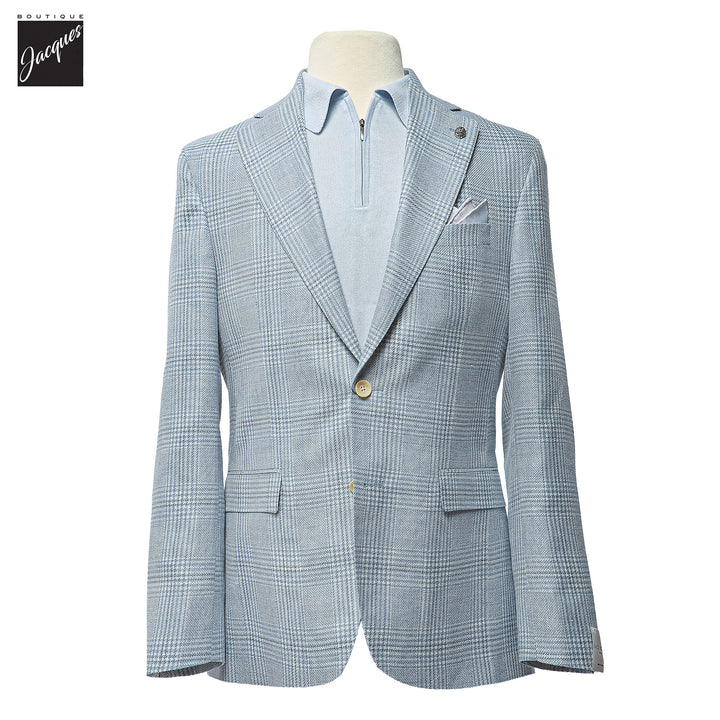 Light Blue Check Loro Piana Summertime Montana Contemporary Sport Jacket - Jack Victor - Boutique Jacques International