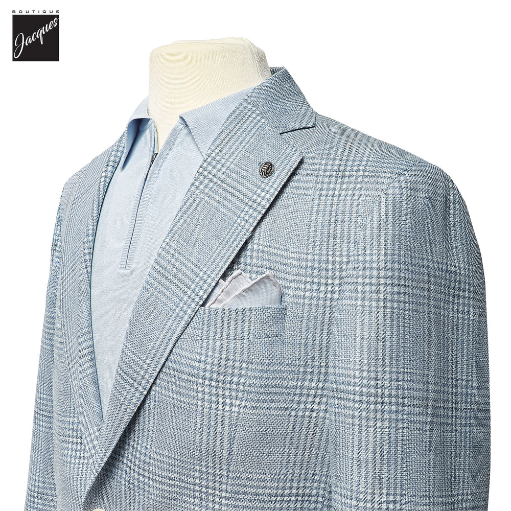 Light Blue Check Loro Piana Summertime Montana Contemporary Sport Jacket - Jack Victor - Boutique Jacques International