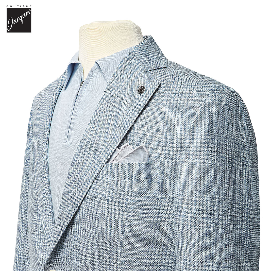 Light Blue Check Loro Piana Summertime Montana Contemporary Sport Jacket - Jack Victor - Boutique Jacques International