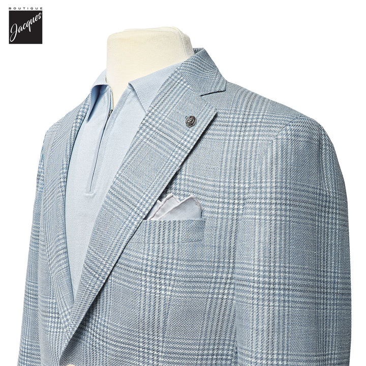 Light Blue Check Loro Piana Summertime Montana Contemporary Sport Jacket - Jack Victor - Boutique Jacques International