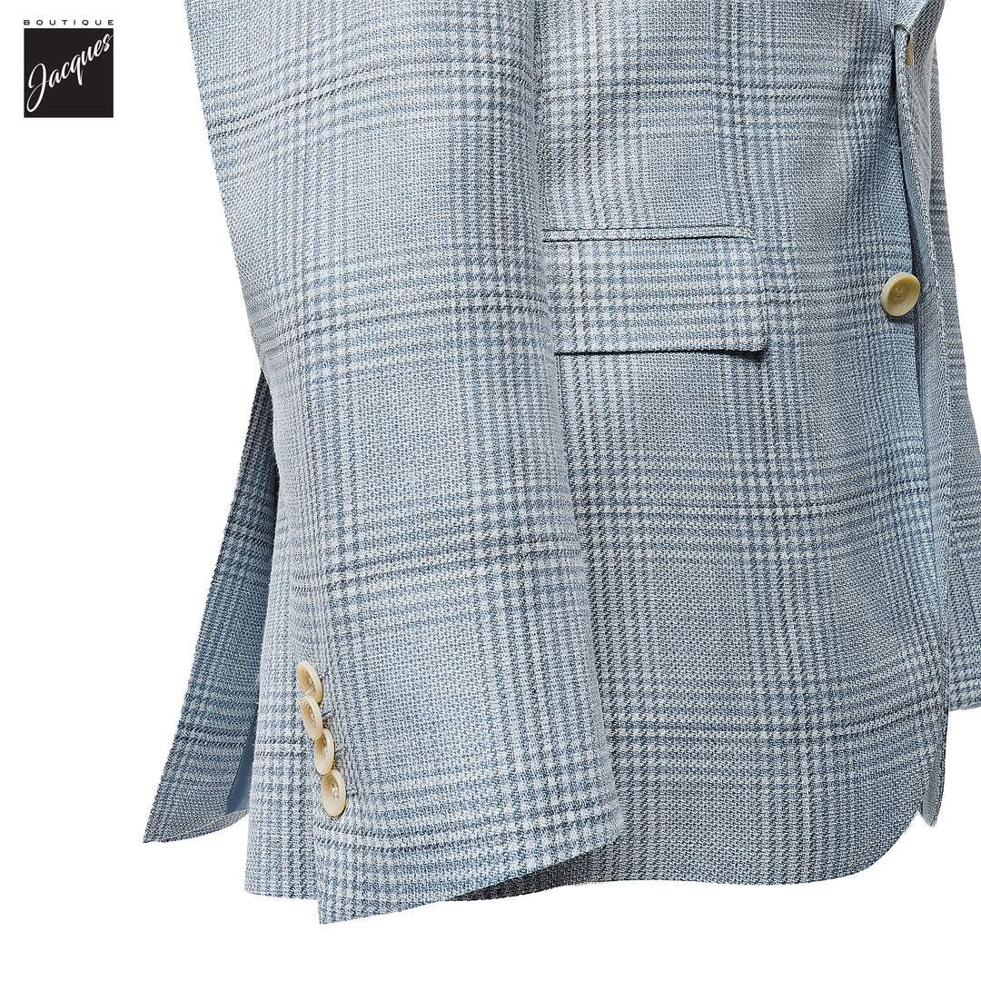 Light Blue Check Loro Piana Summertime Montana Contemporary Sport Jacket - Jack Victor - Boutique Jacques International