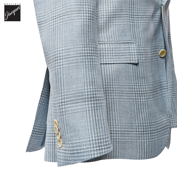 Light Blue Check Loro Piana Summertime Montana Contemporary Sport Jacket - Jack Victor - Boutique Jacques International